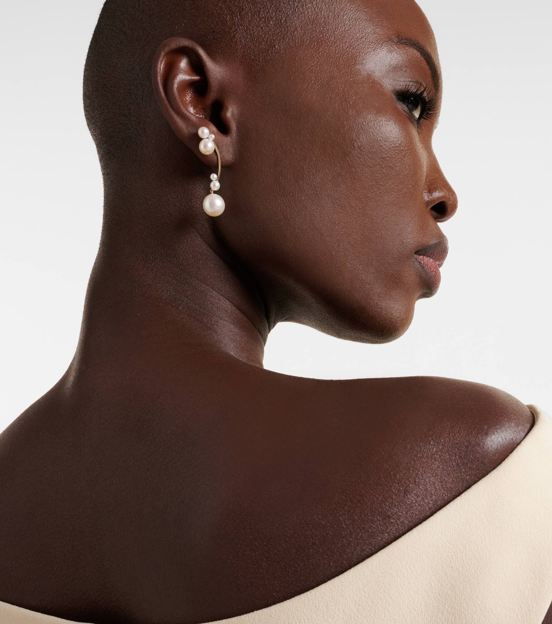 Grand Stella 14kt gold single earring with pearls - 3