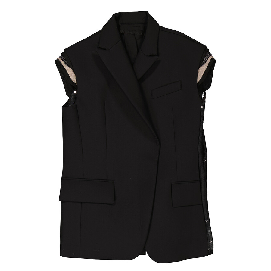 Sacai Ladies Layered Blazer Vest With Sequined Dress, Brand Size 2 (Medium) - 2