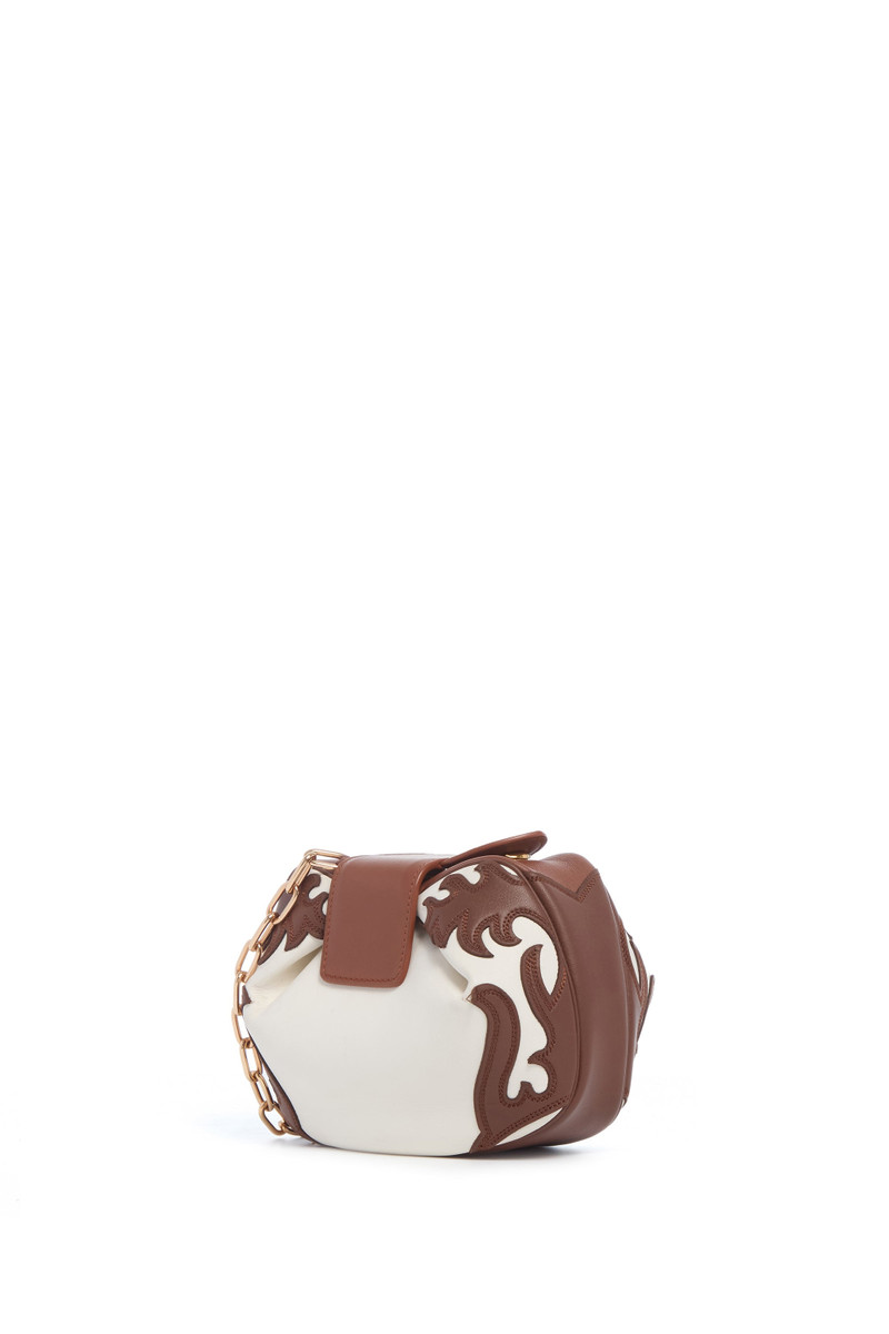 Soft Demi Western Clutch with Chain in Ivory Multi Nappa Leather 1