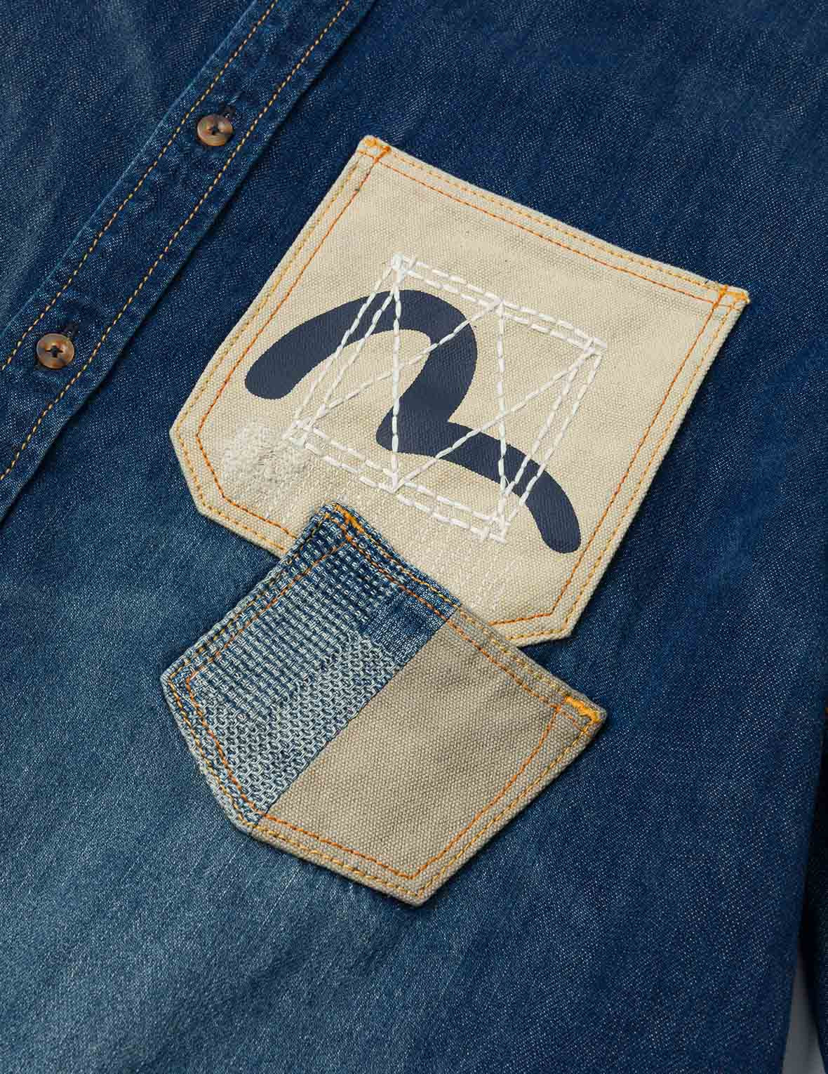 Shshiko Kamon Relax Fit Denim Shirt - 9