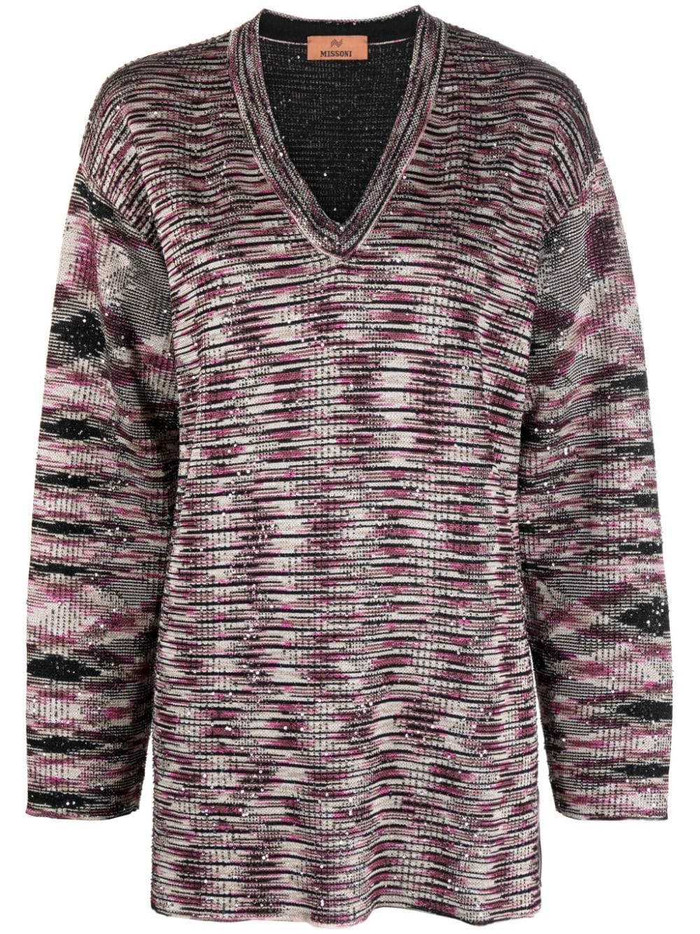 zigzag V-neck jumper - 1