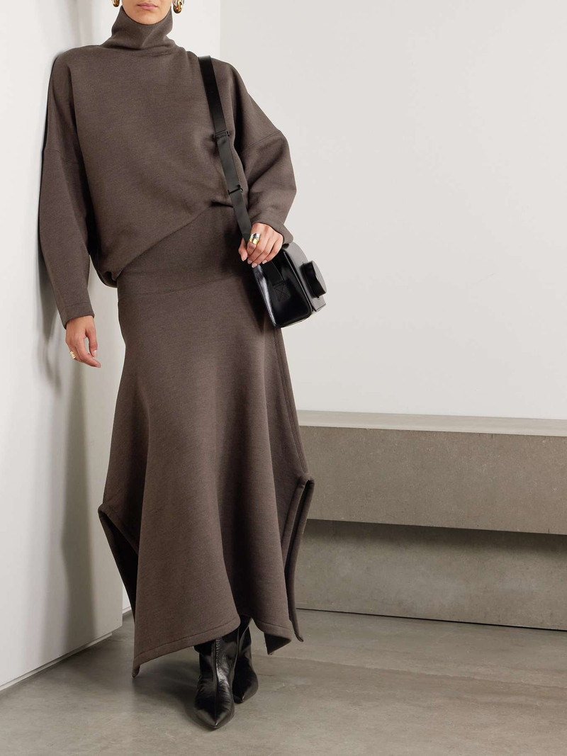 Lemaire Wool and cotton-blend jersey midi skirt outlook