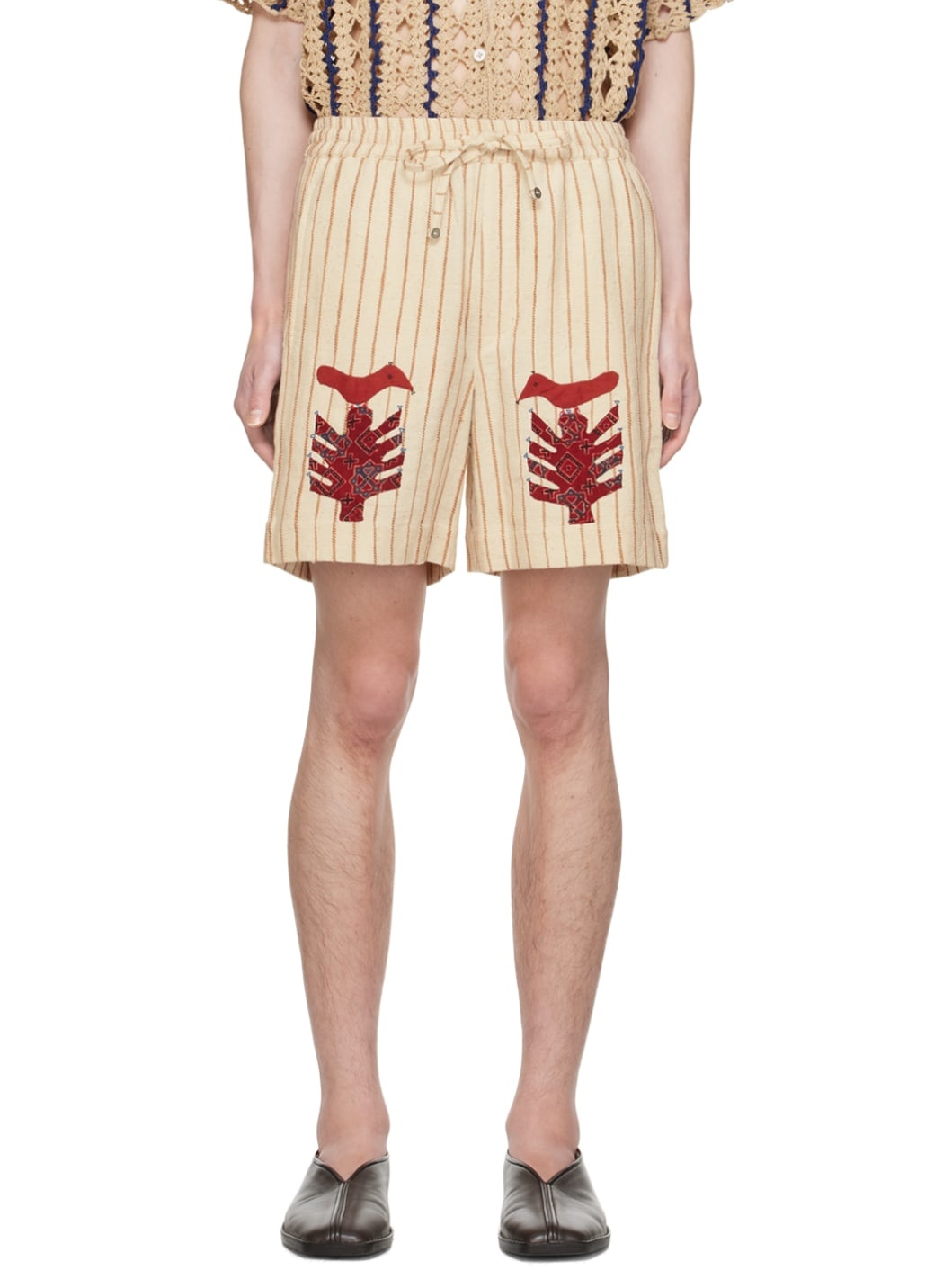 Off-White Striped Shorts - 1