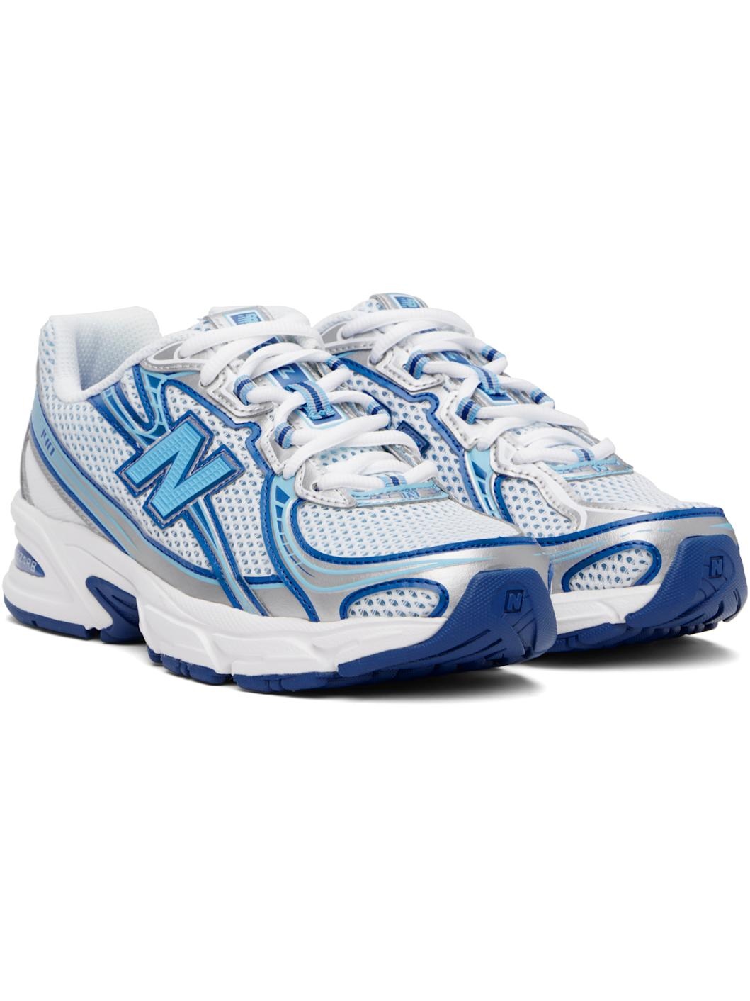 White & Blue 740 Sneakers - 4