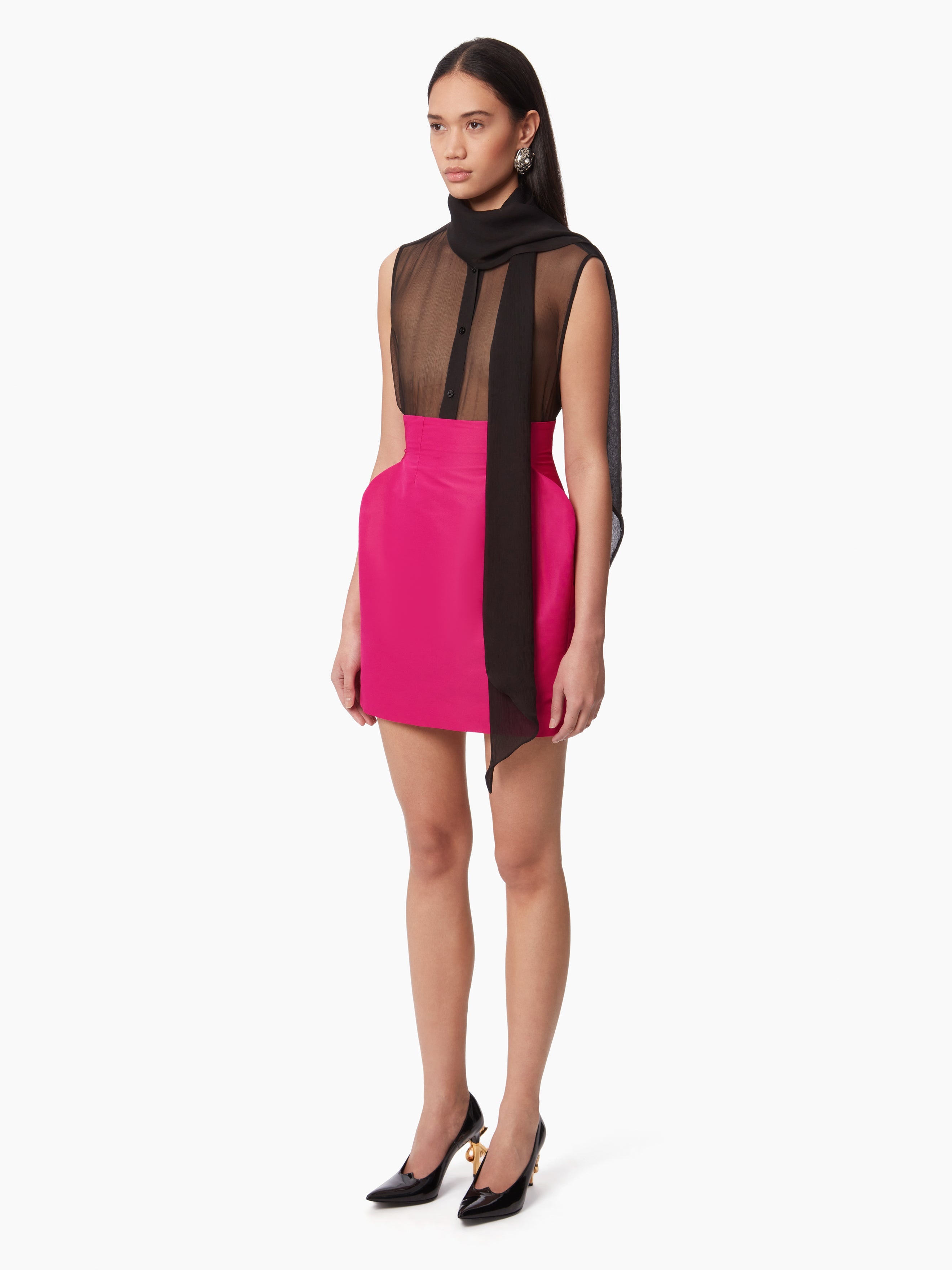 TAFFETA HIGH-WAISTED MINI SKIRT - 2