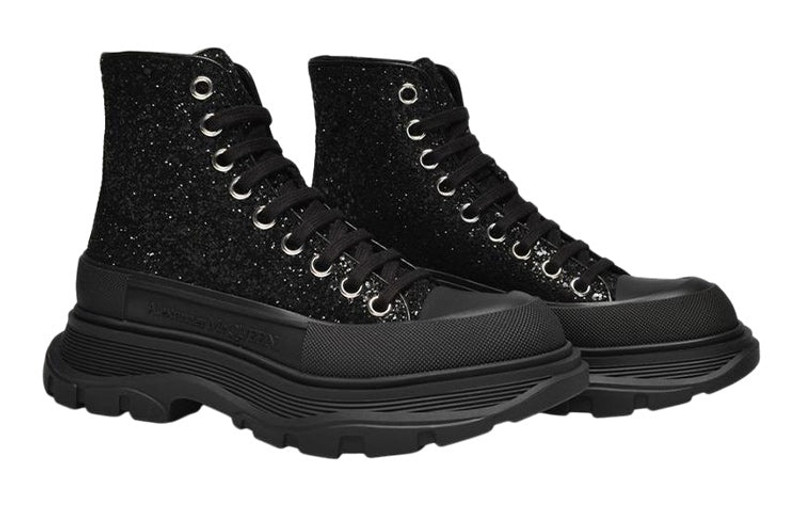 Alexander McQueen (WMNS) Alexander McQueen Tread Slick Glitter High-Top 'Black' 666806W4JF41000 outlook