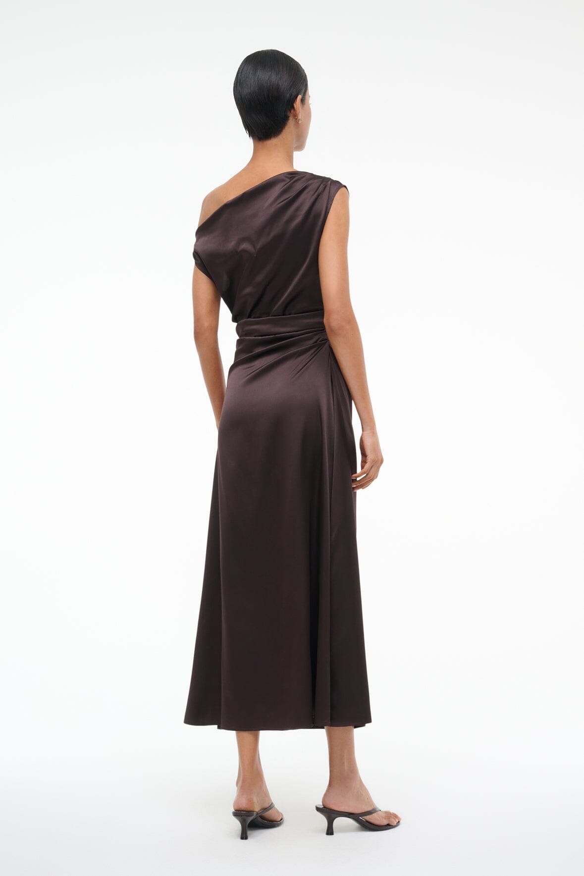 STAUD PHARE SILK DRESS EARTH - 5
