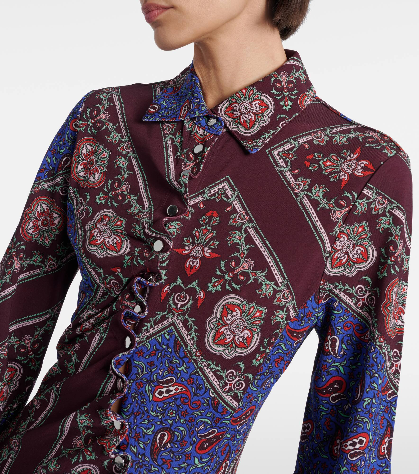 Asymmetric paisley printed midi dress - 4