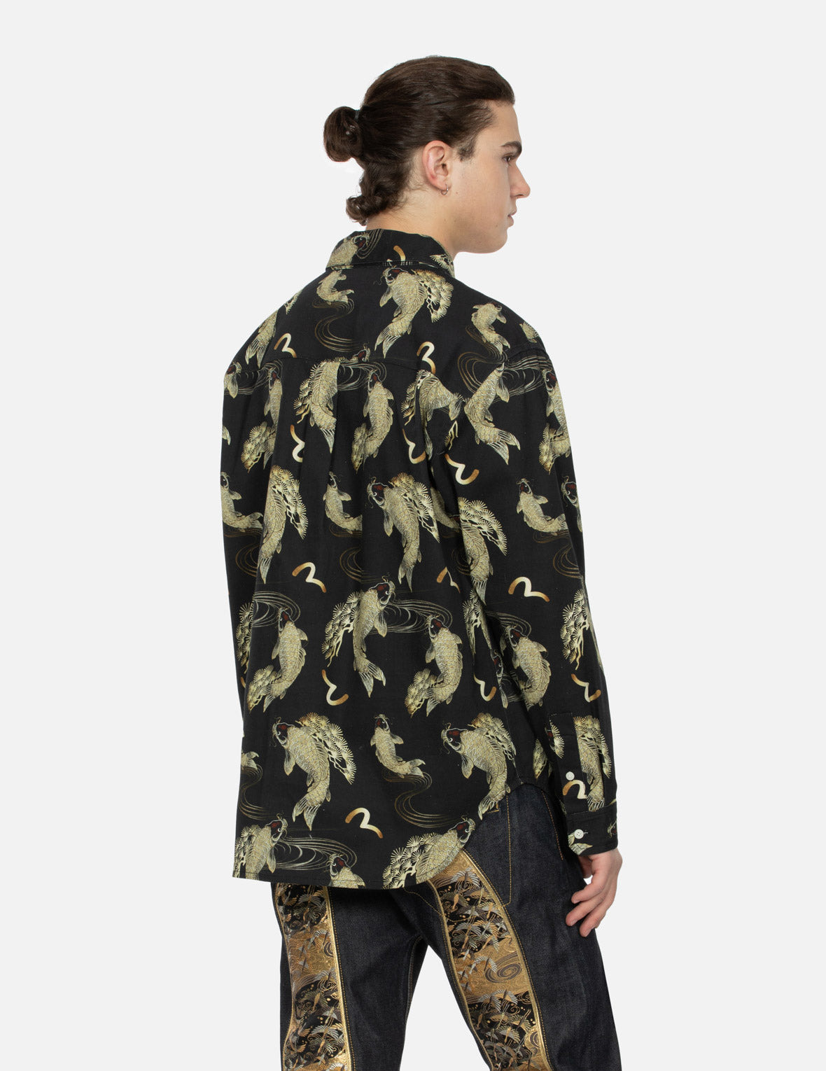 ALLOVER CARP AND SEAGULL PRINT OVERSIZED SHIRT - 8