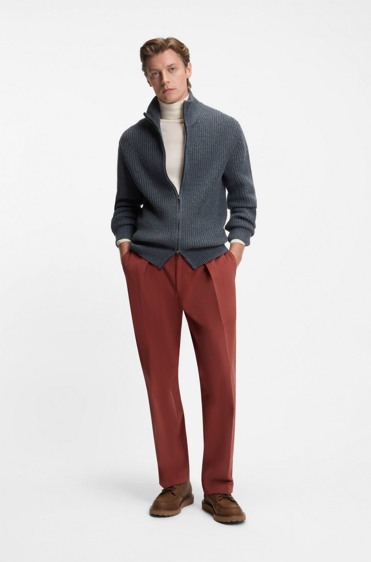 BECKHAM X BOSS MICRO-PATTERNED TROUSERS IN COTTON - 3