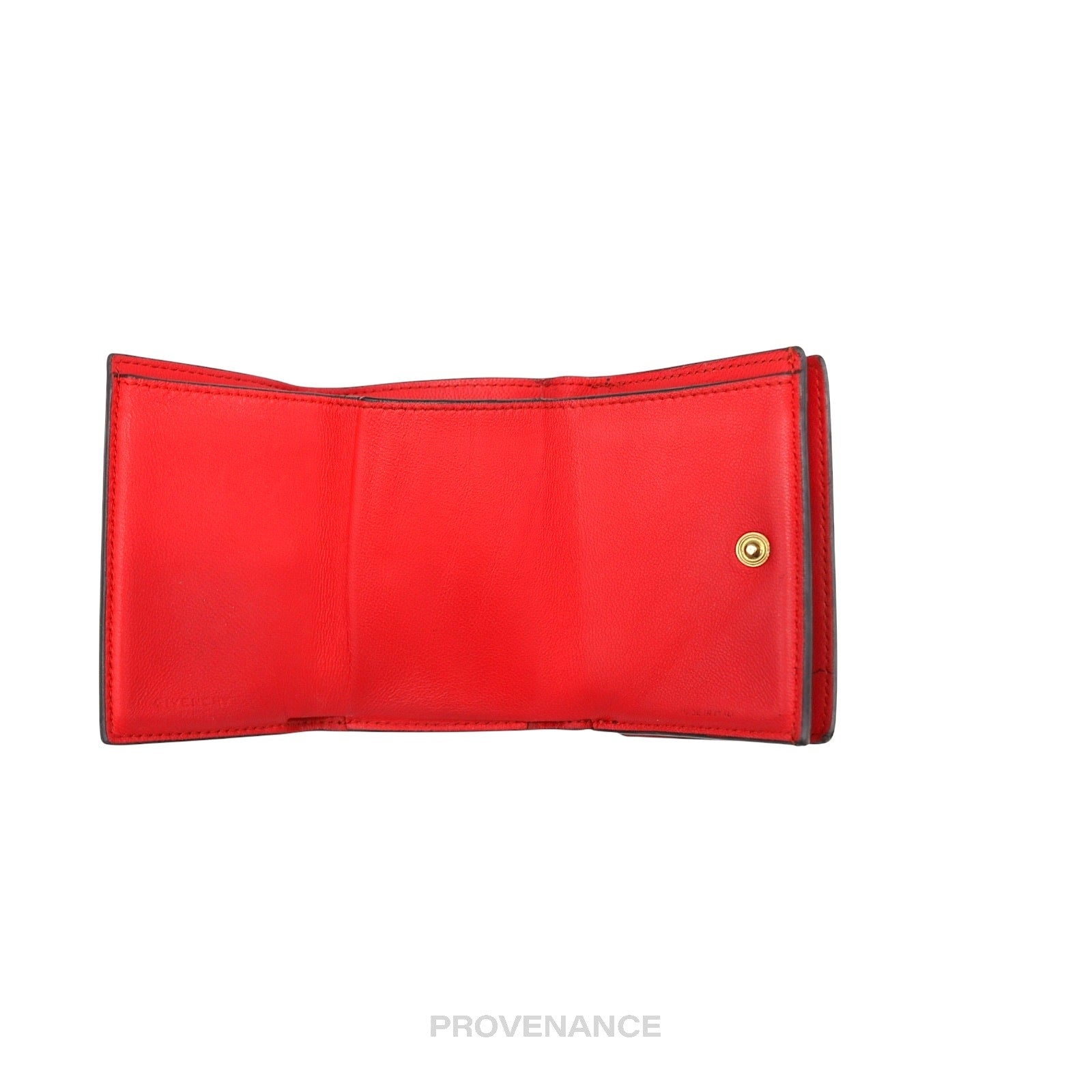 Givenchy Two Tone Trifold Wallet - Burgundy Red Leather - 6