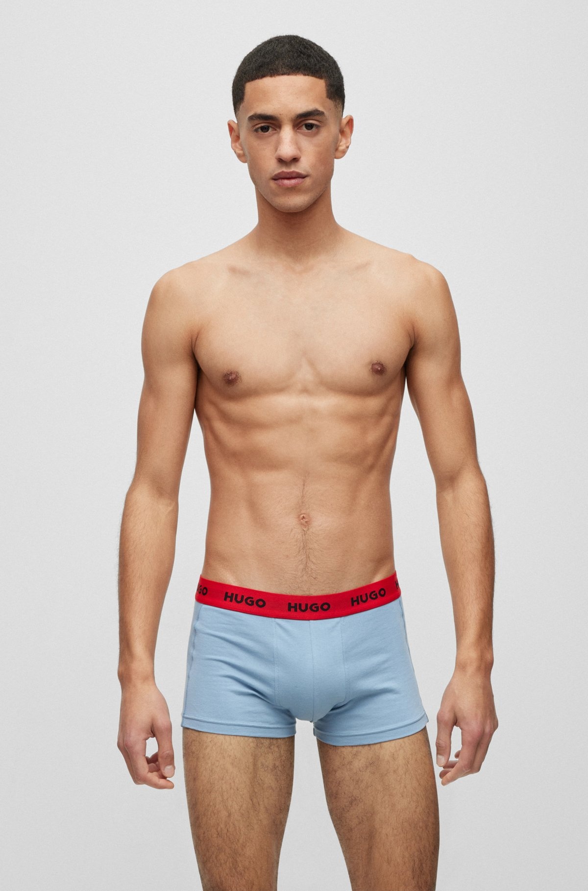 THREE-PACK OF LOGO-WAISTBAND TRUNKS IN STRETCH COTTON - 6