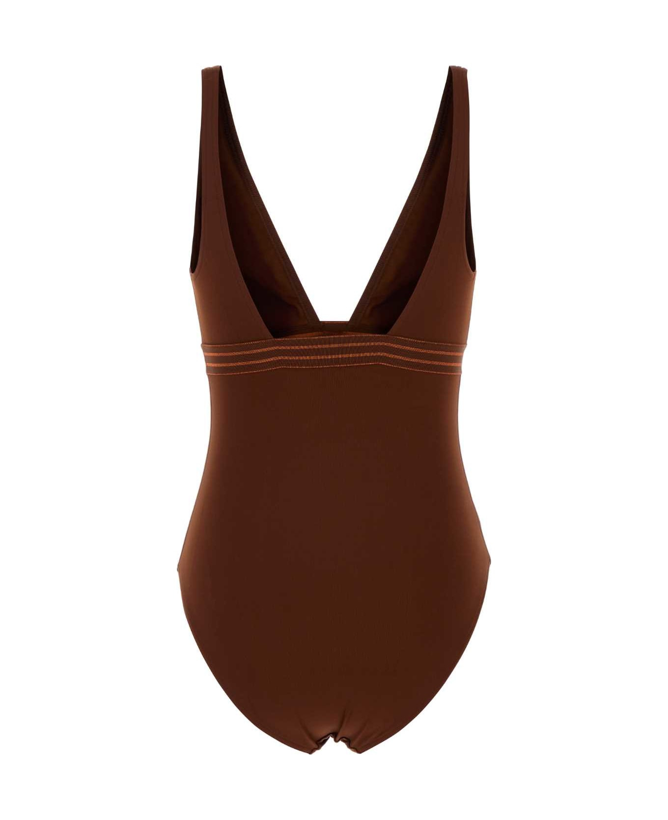 Brown Stretch Nylon Sillage Swimsuit - 2