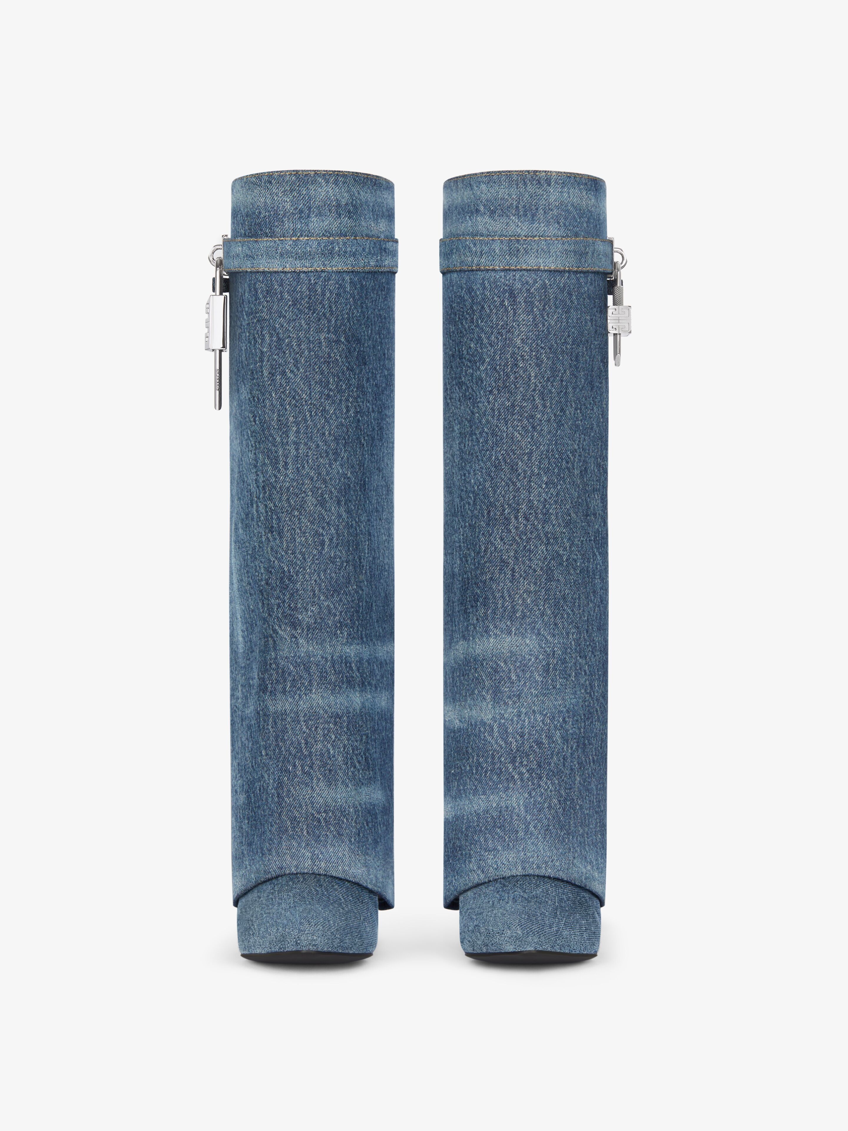 SHARK LOCK BOOTS IN WASHED DENIM - 3