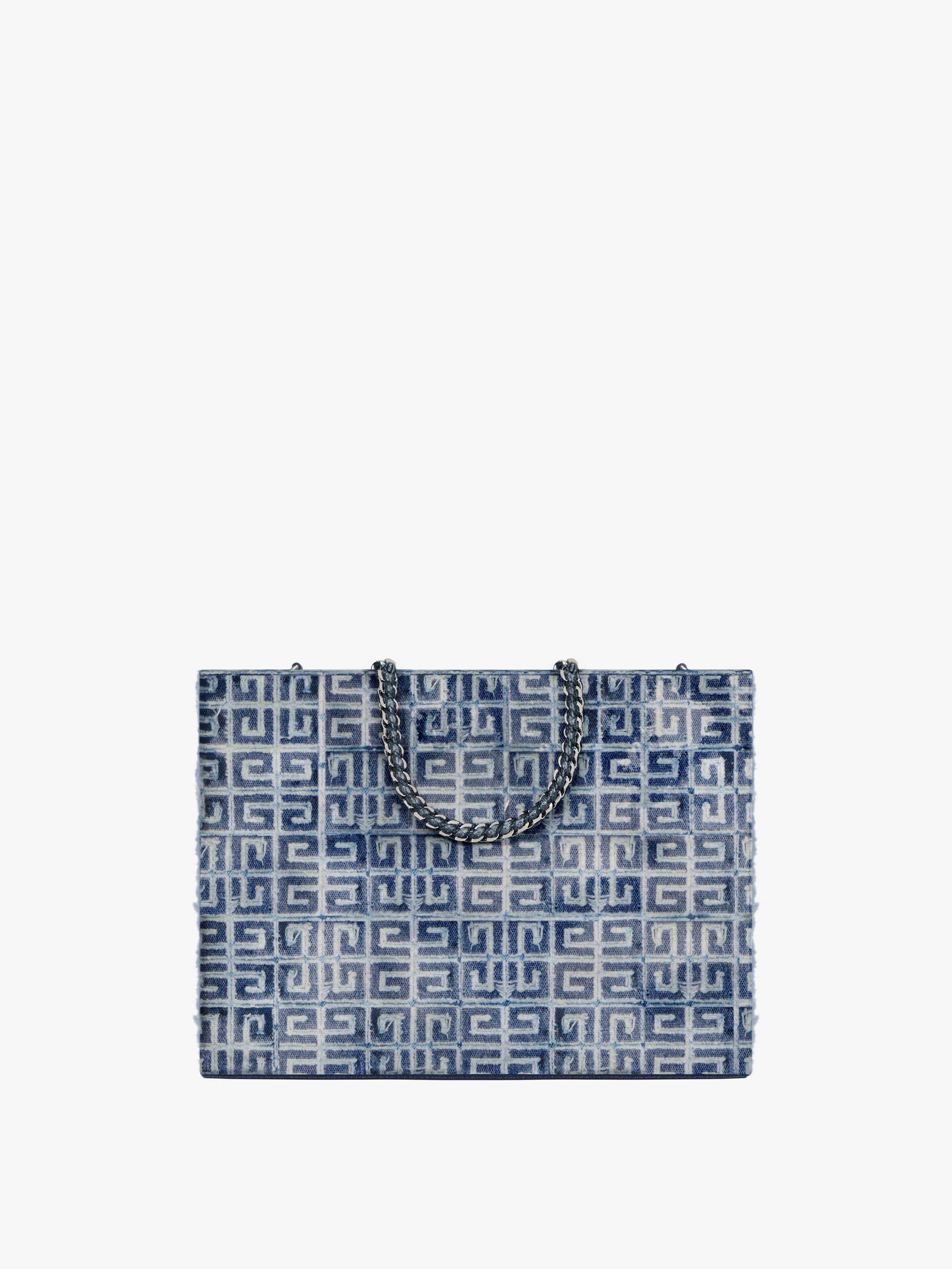 MEDIUM G-TOTE SHOPPING BAG IN 4G DENIM WITH CHAIN - 4