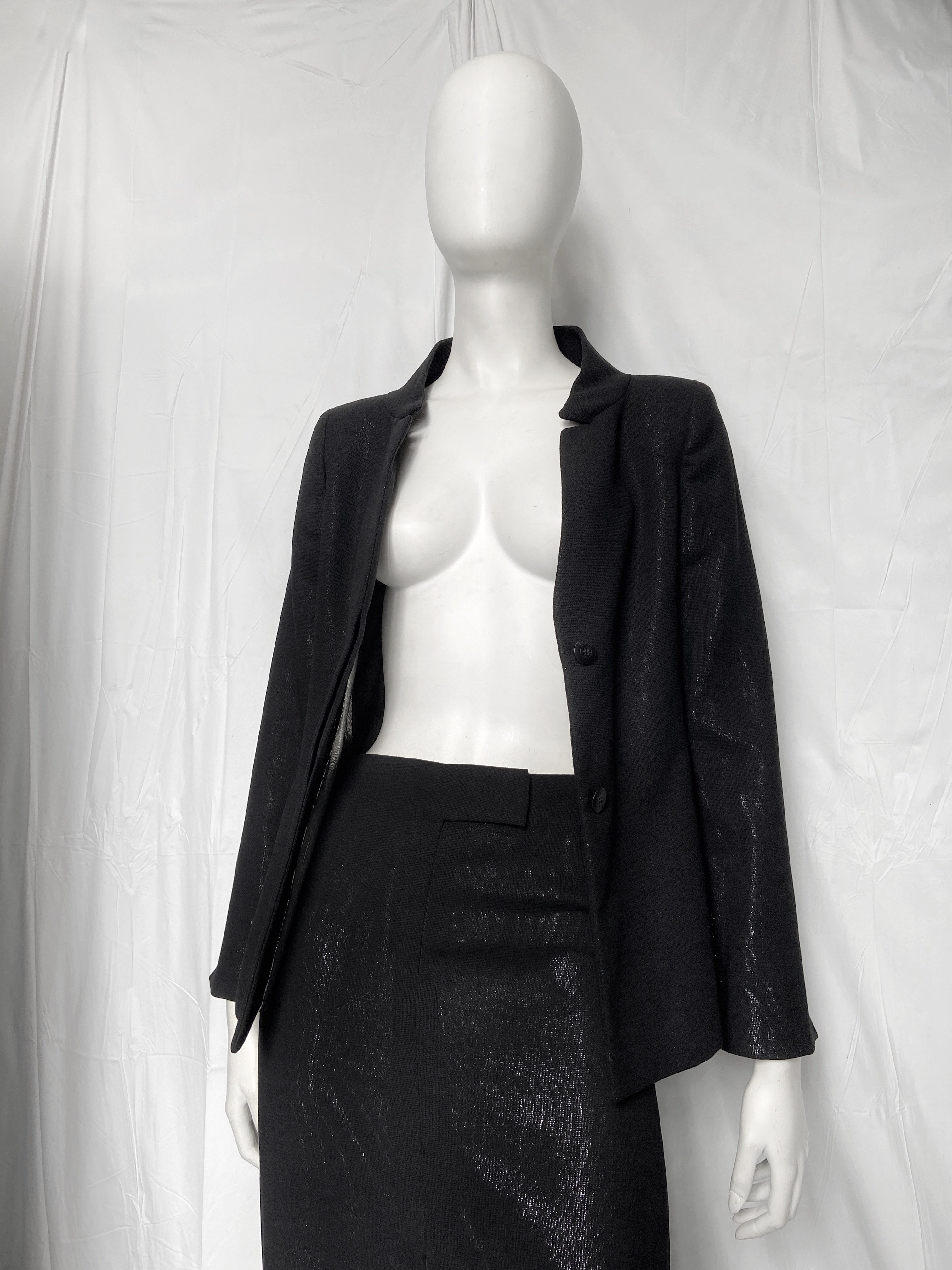 Gianni Versace 90s Glitter Silver Lining Blazer Jacket Skirt Set - 7