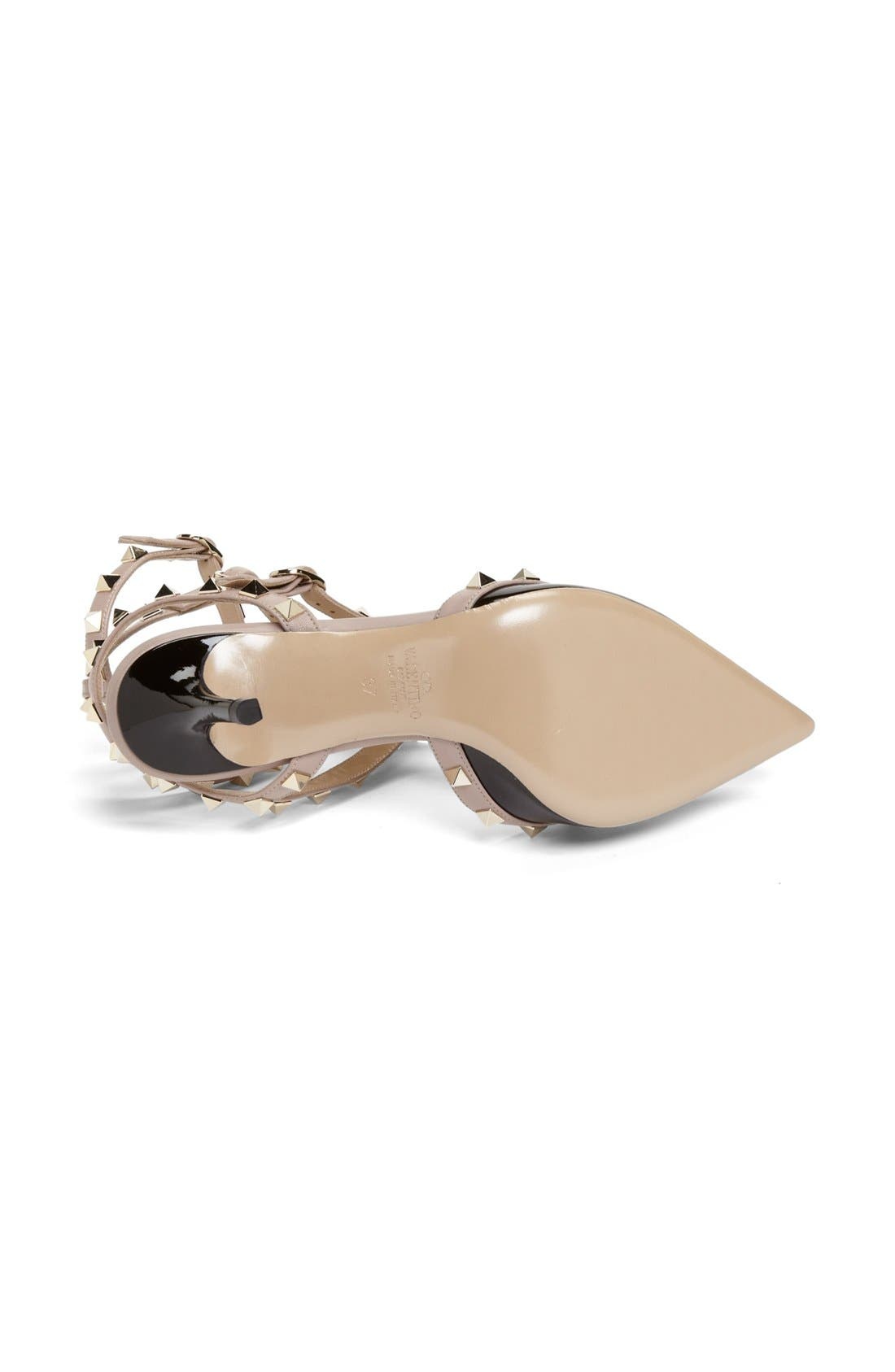 Valentino Garavani Rockstud Strappy Pointed Toe Pump in N91 Nero/poudre at Nordstrom - 5
