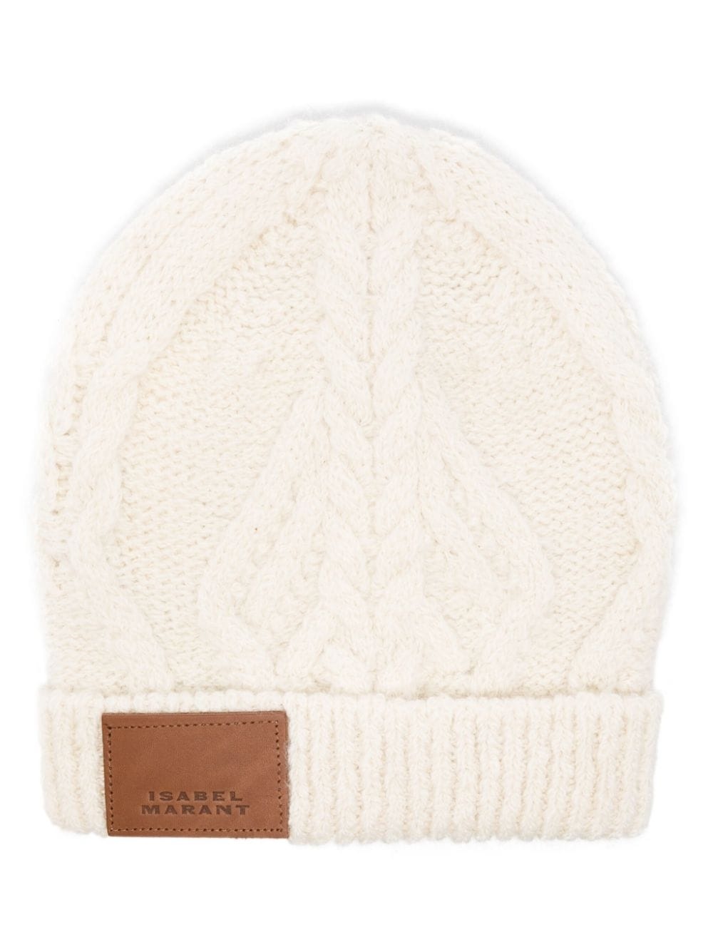 cable-knit logo-patch beanie - 1