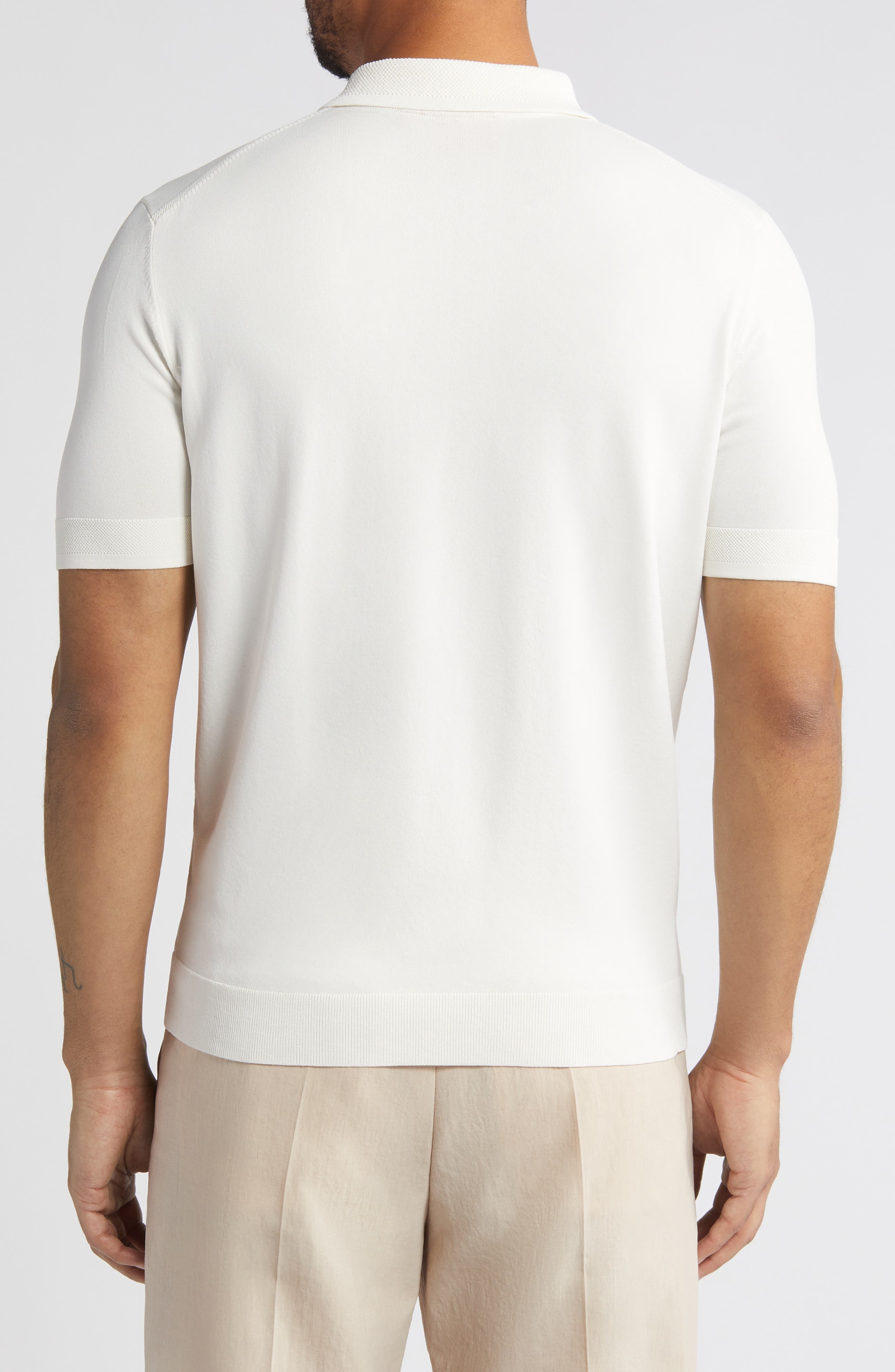 HUGO Sayfong Quarter Zip Sweater Polo in Open White at Nordstrom - 2