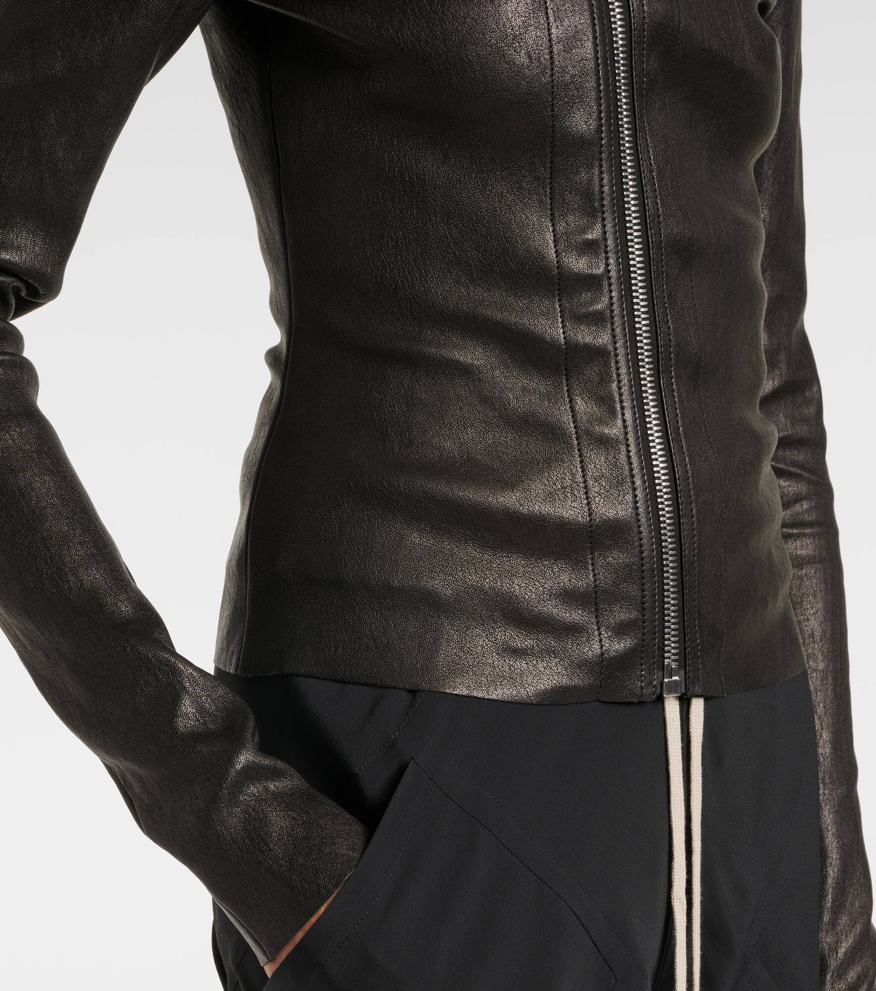Gary asymmetric leather and cotton jacket - 5