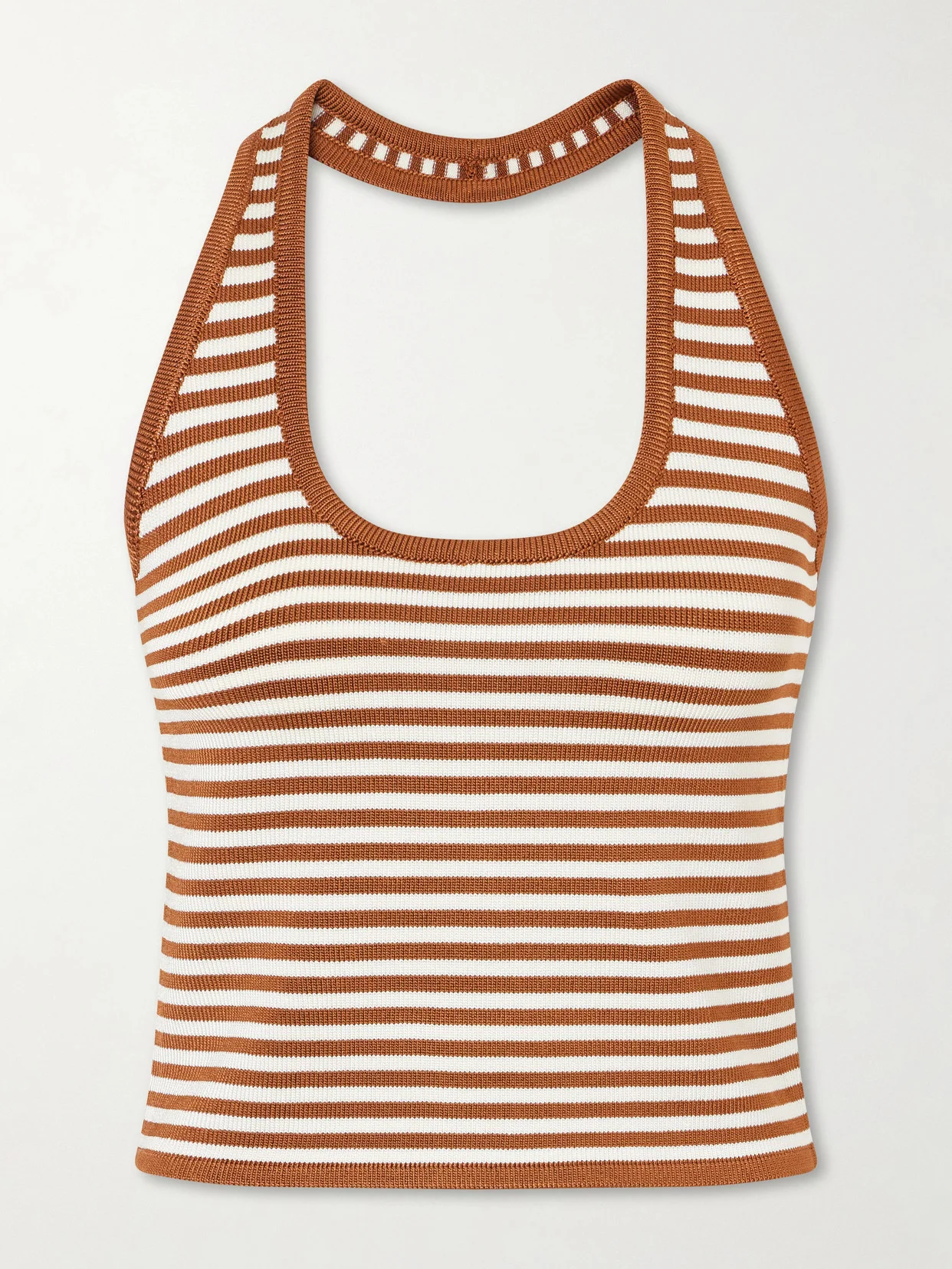 Halterneck Striped Knitted Top - 1