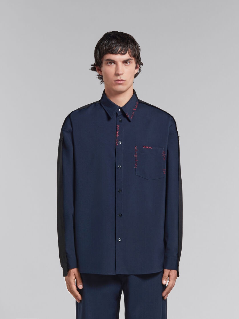 Marni Blue Embroidered Denim Shirt