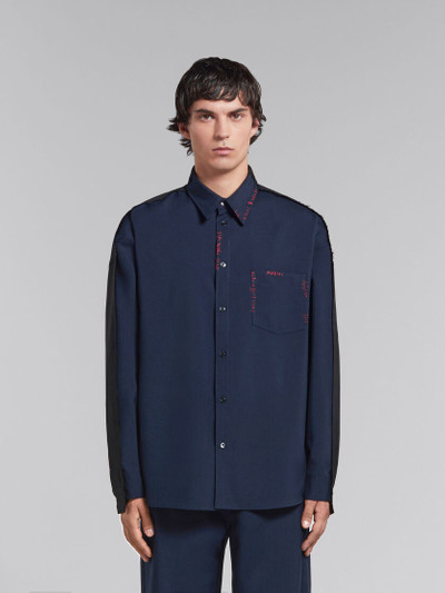 Marni DEEP BLUE TROPICAL WOOL SHIRT WITH CONTRAST BACK outlook