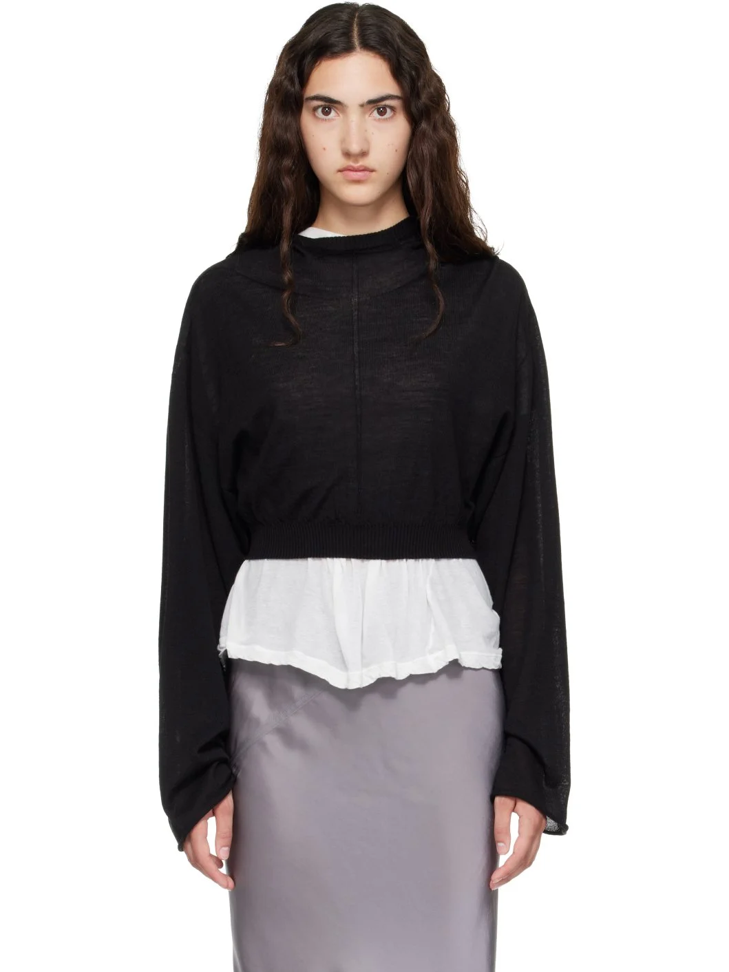 Black Tower Cropped Tunic Hoodie - 1