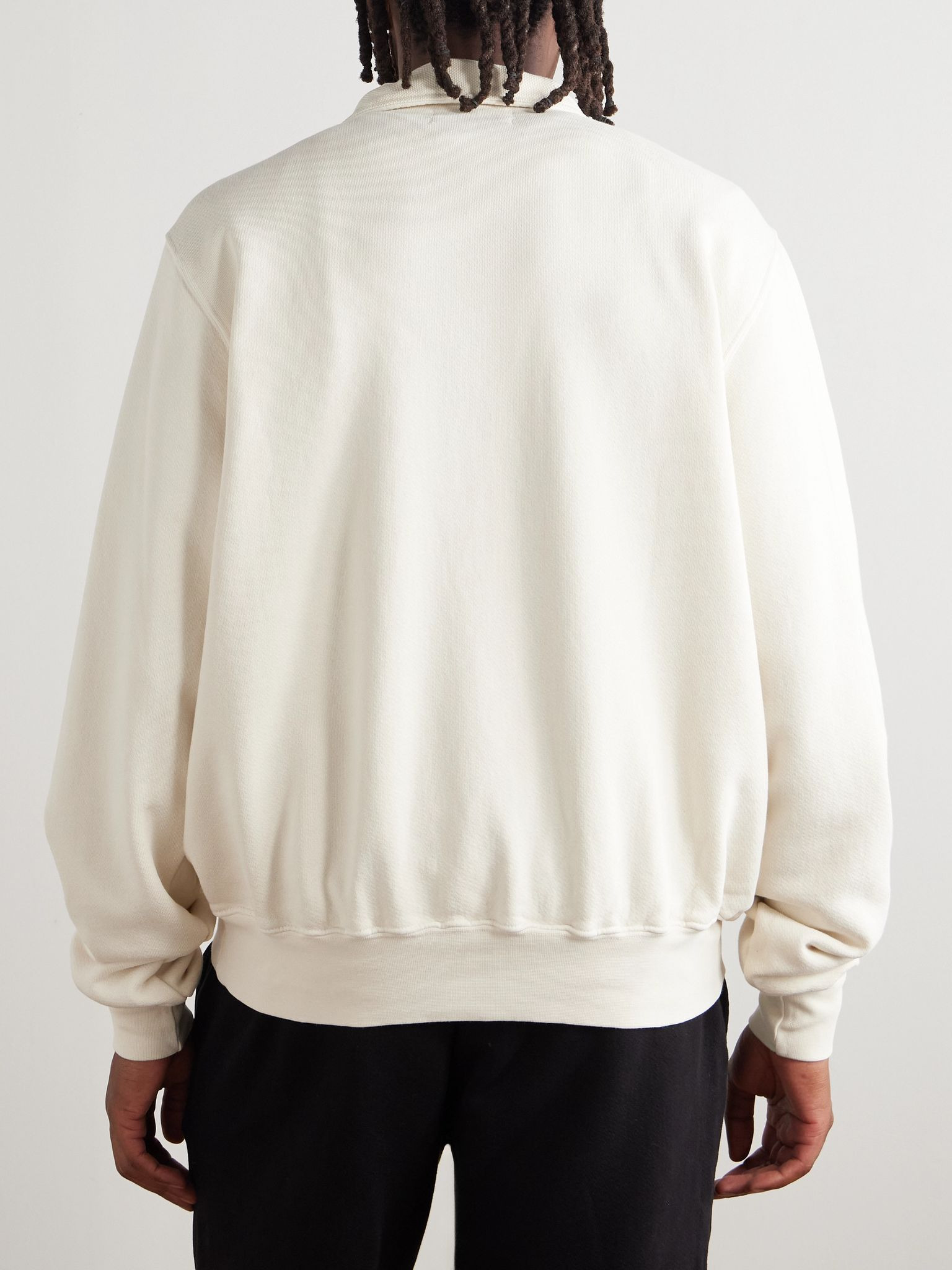 Yacht Garment-Dyed Cotton-Jersey Half-Zip Sweatshirt Ecru - 3