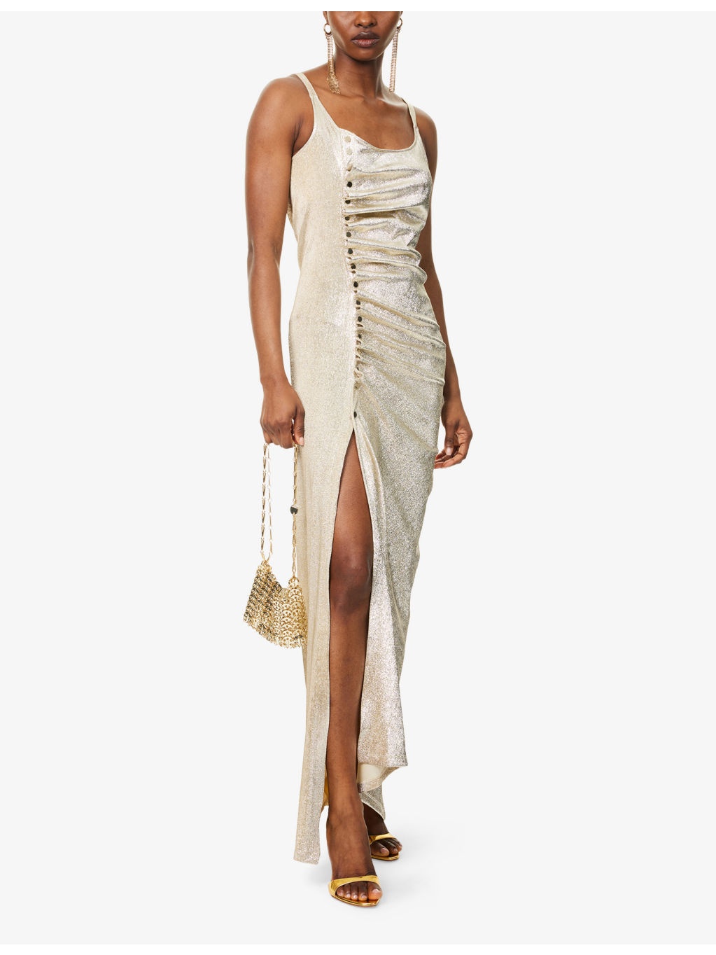 Scoop-neck ruched stretch-woven maxi dress - 2