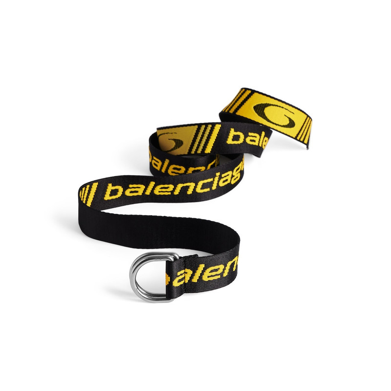 BALENCIAGA Men's D Ring Belt in Black/yellow outlook