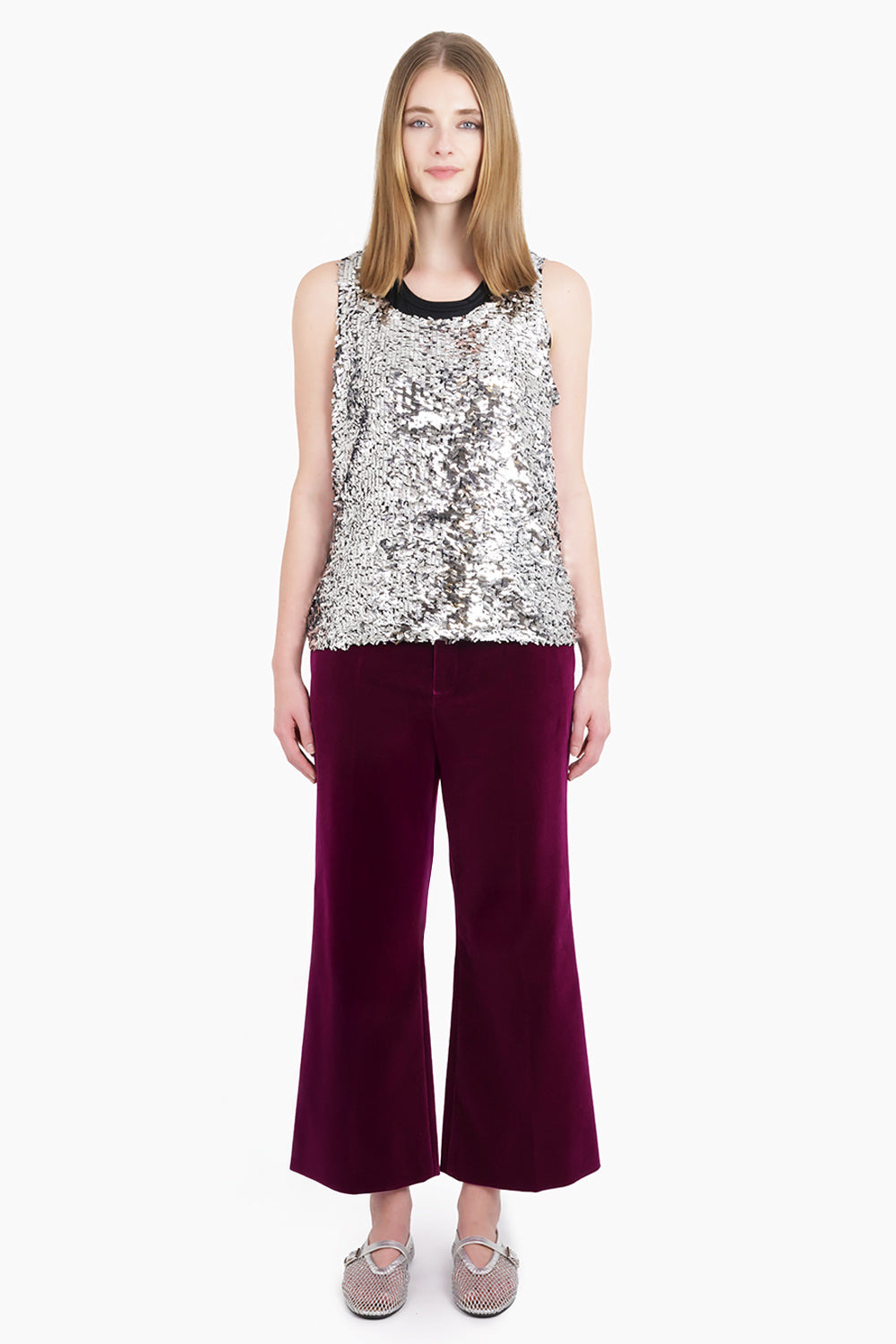 SEQUIN SLEEVELESS TOP | SILVER/BLACK - 2