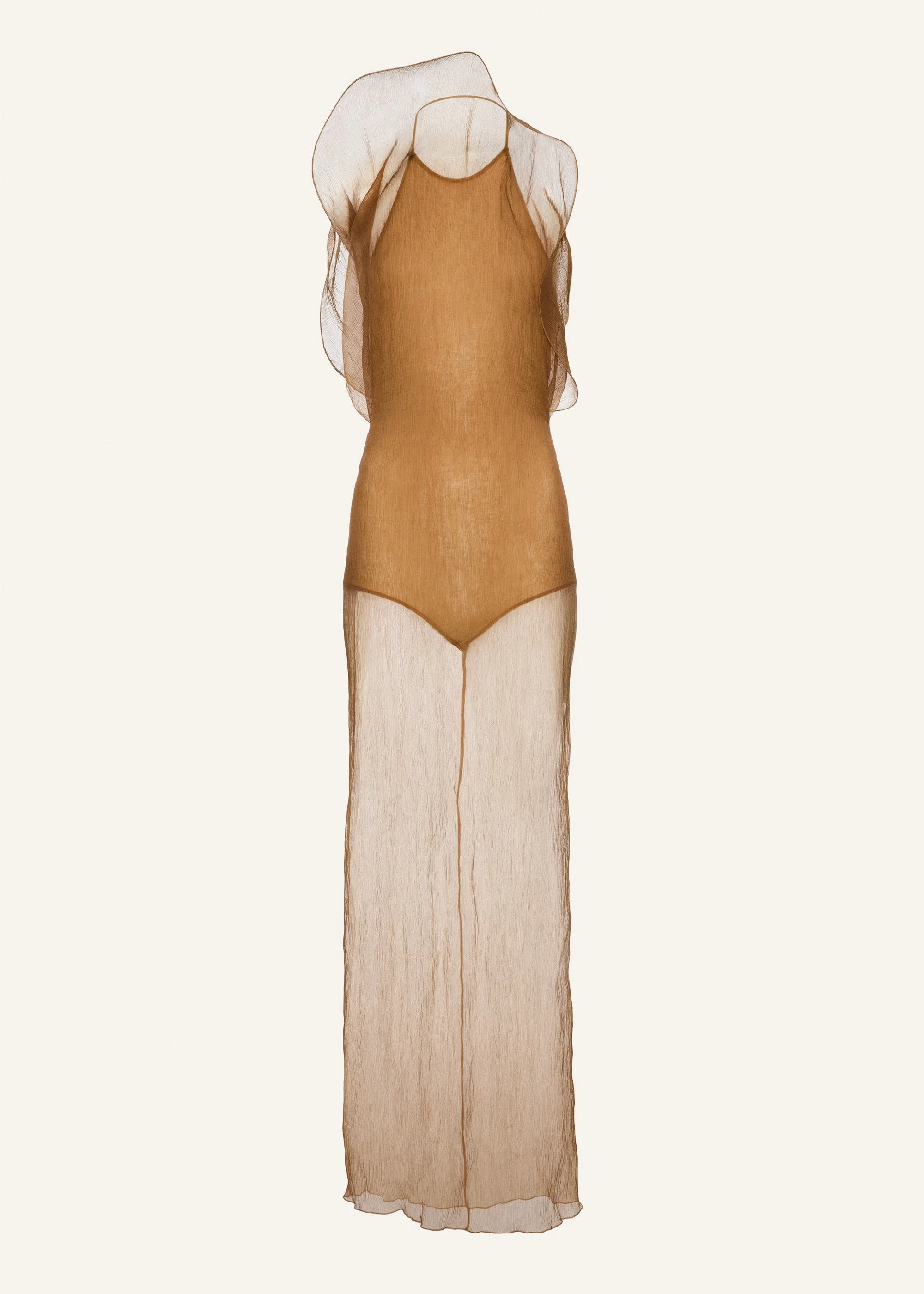 Silk organza gown in beige - 1