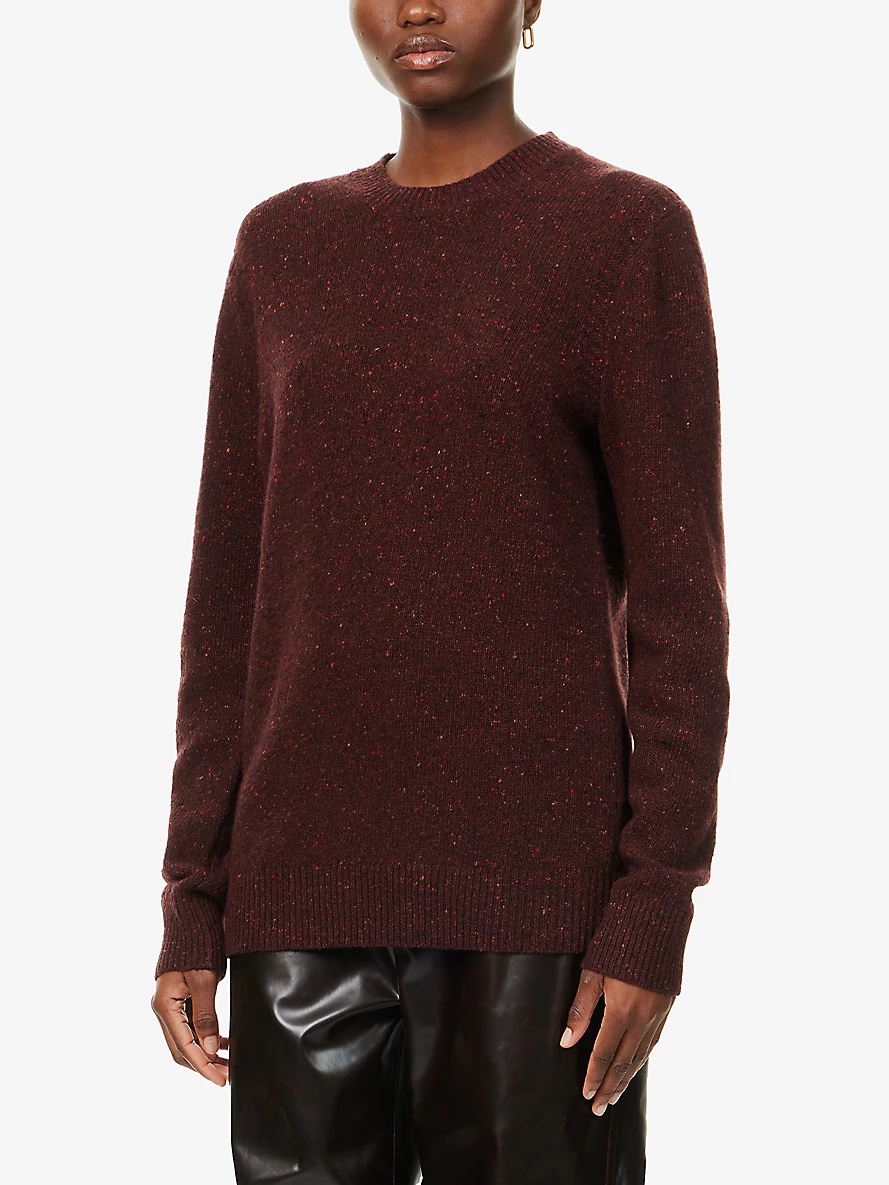 Crewneck long-sleeve recycled-cashmere blend knit jumper - 3