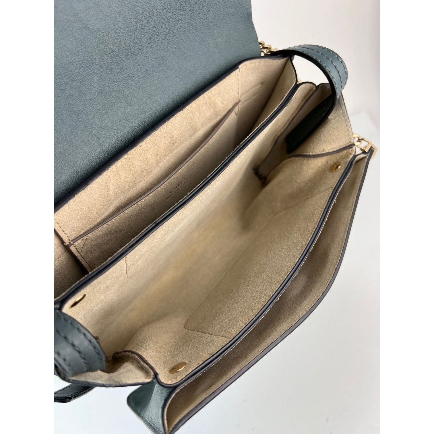 Chloe Faye Chain Suede Leather Gray Blue Crossbody Bag - 3