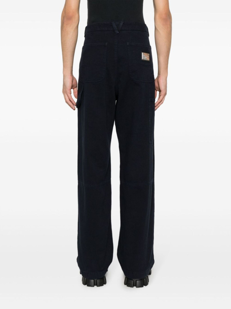 logo-plaque cotton straight trousers 4