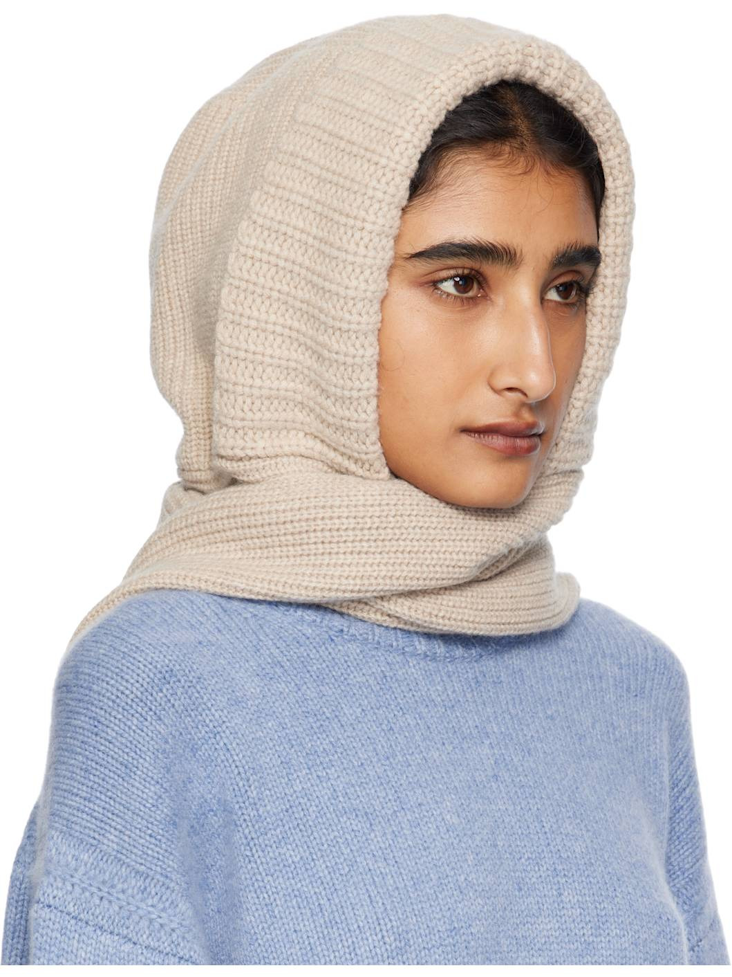 Beige Hooded Scarf - 2