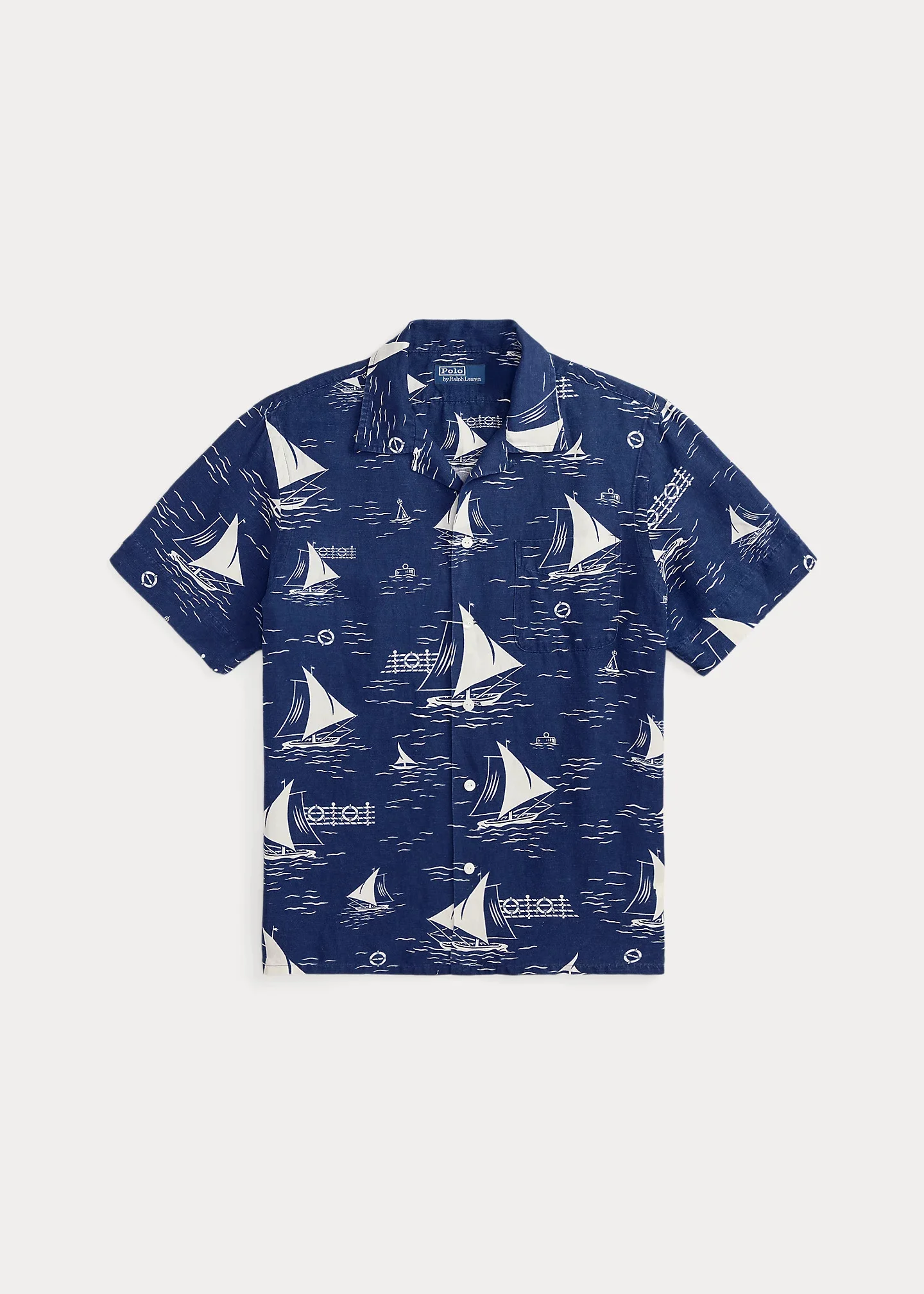 Classic Fit Sailboat Linen-Silk Shirt - 1