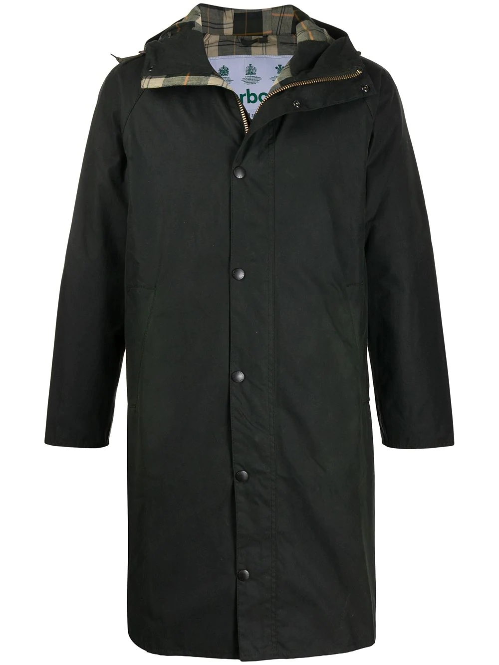 check lined hooded coat - 1