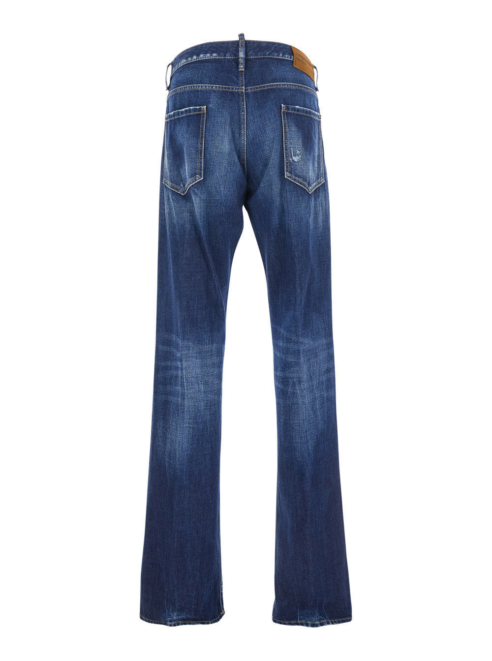 Dsquared2 Men 'The American' Blue Jeans With Logo Patch On The Rear And Faded Effect In Denim Man - 2