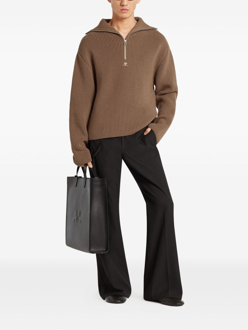 half-zip ribbed-knit sweater - 3