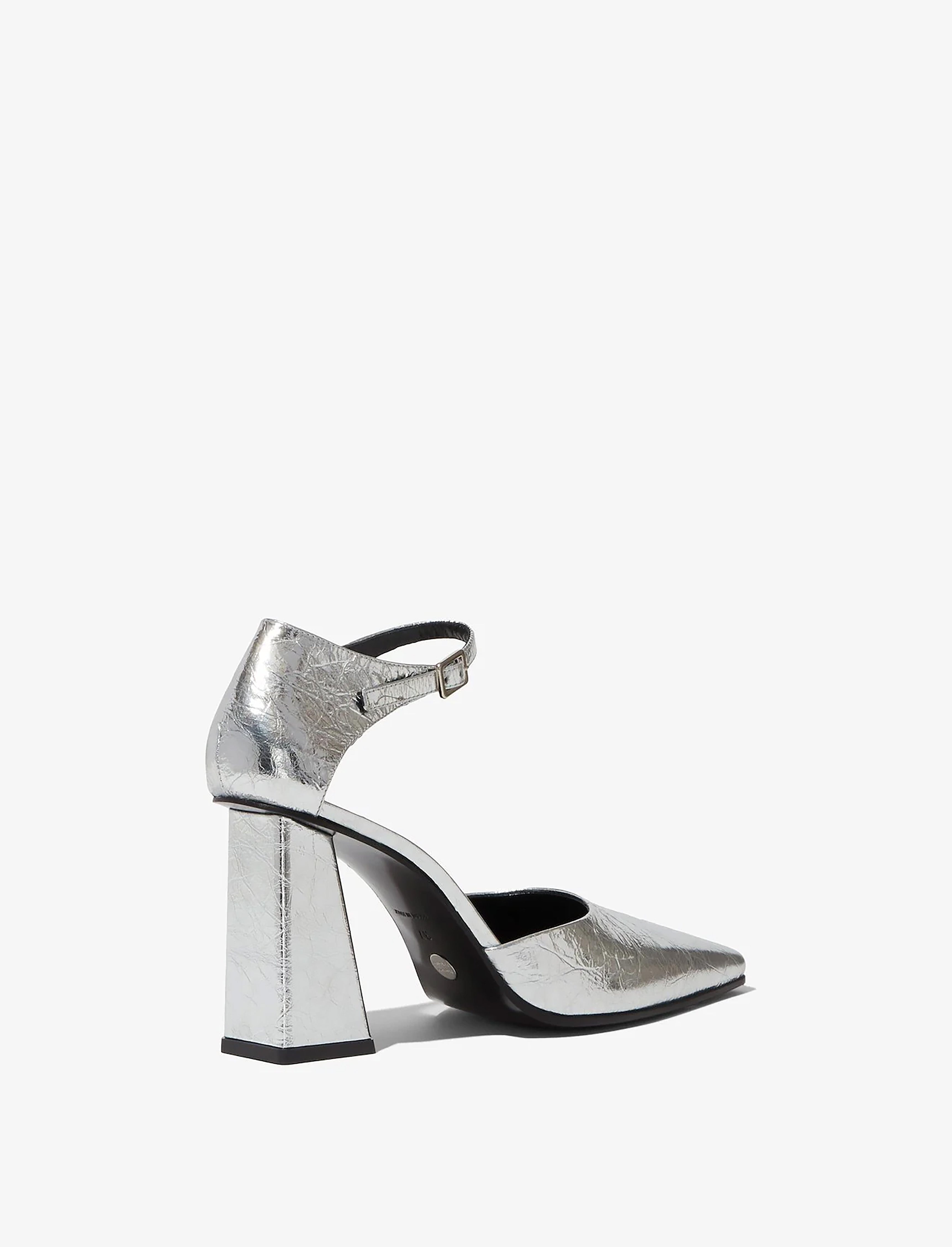 Quad Ankle Strap Pumps in Crinkled Metallic - 3