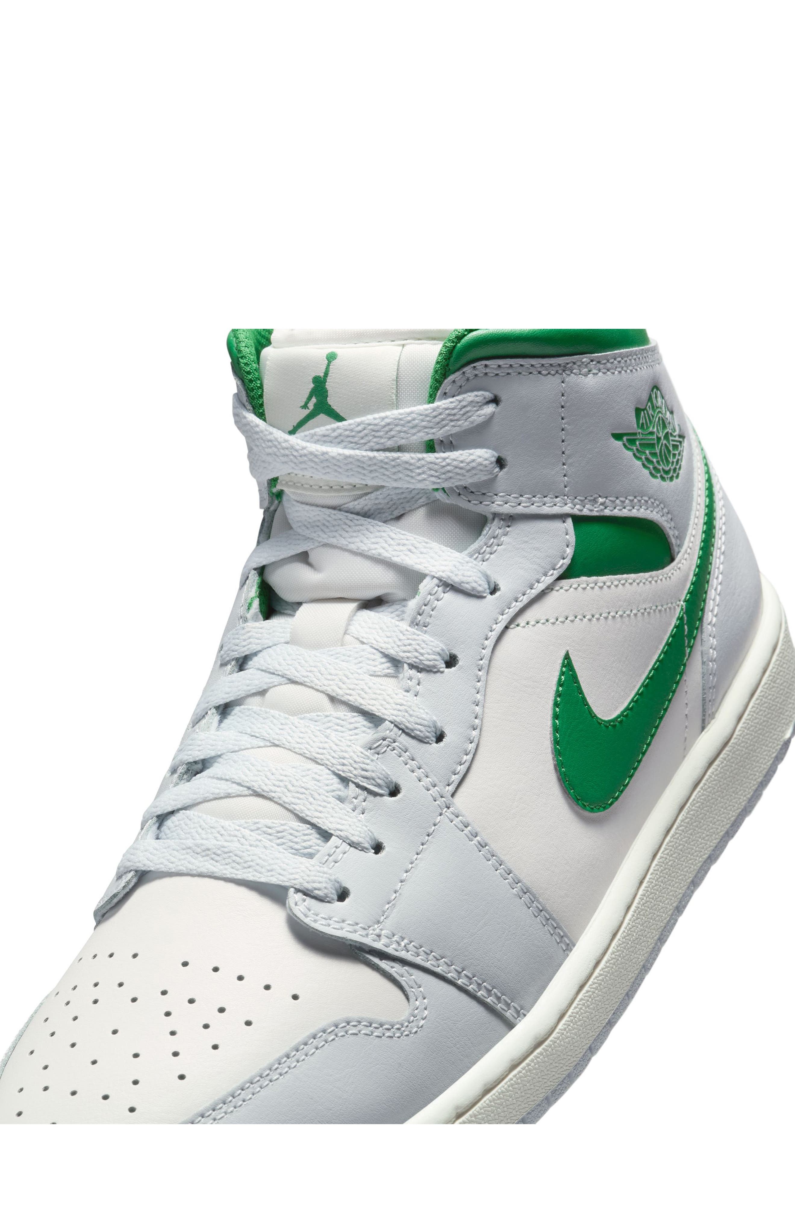 Air Jordan 1 Mid Sneaker in White/Pine Green/Platinum at Nordstrom - 8