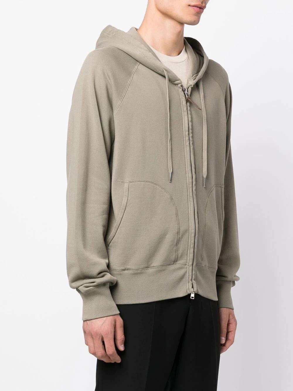 zip-front cotton hoodie - 3