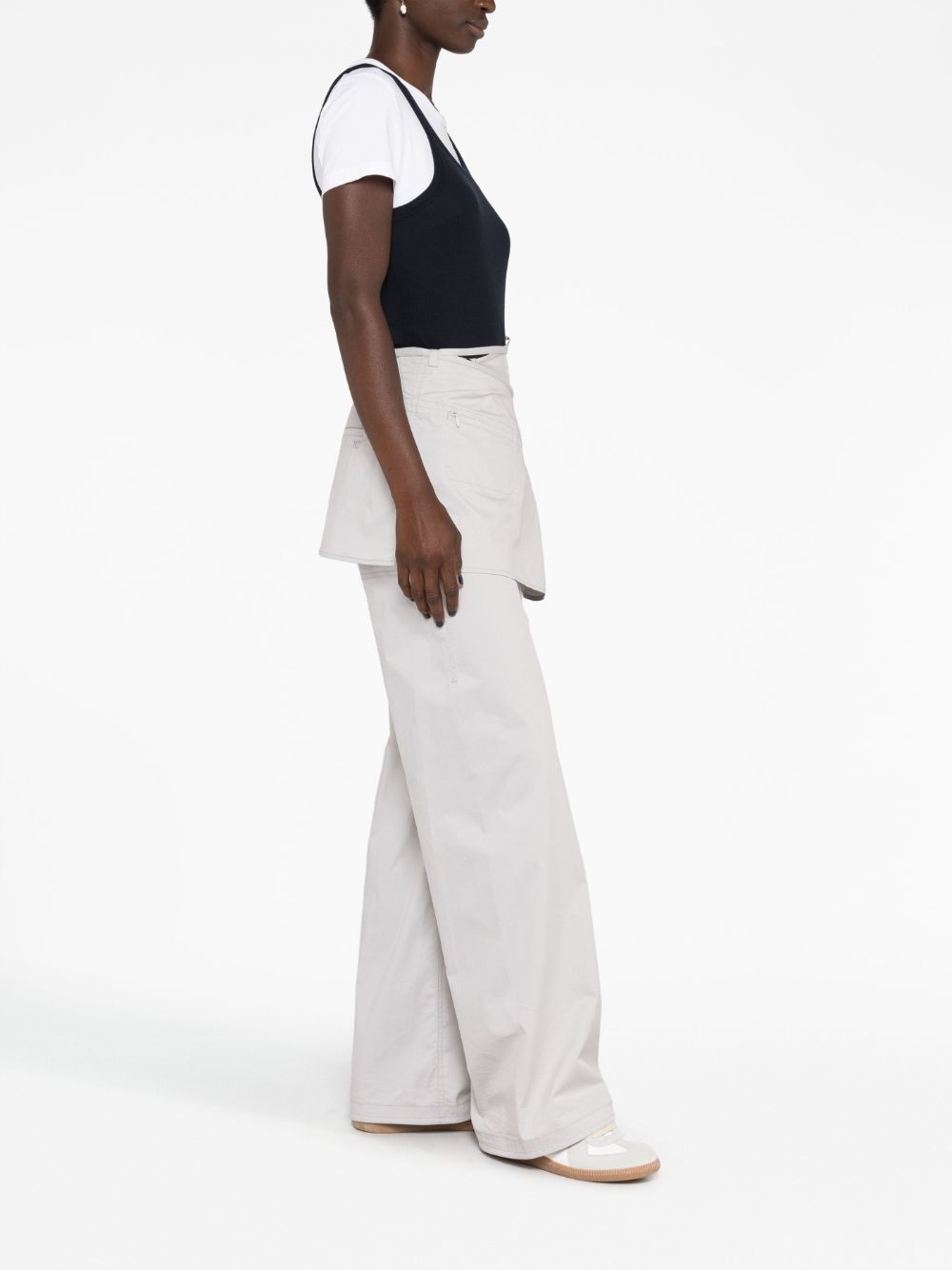 layered wide-leg skirt trousers - 4