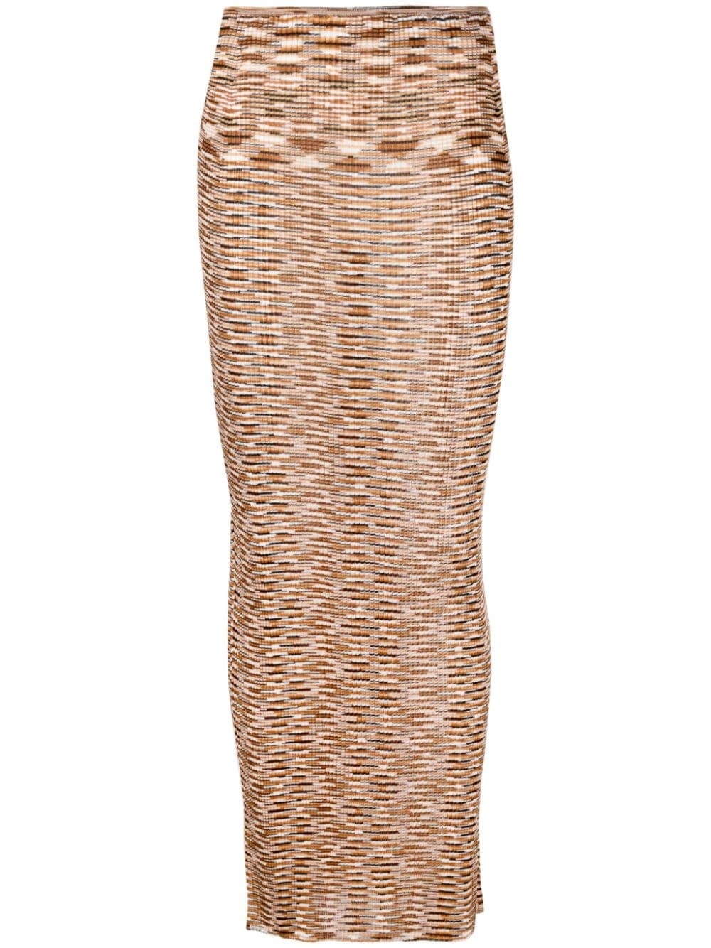patterned-intarsia knit tube skirt - 1