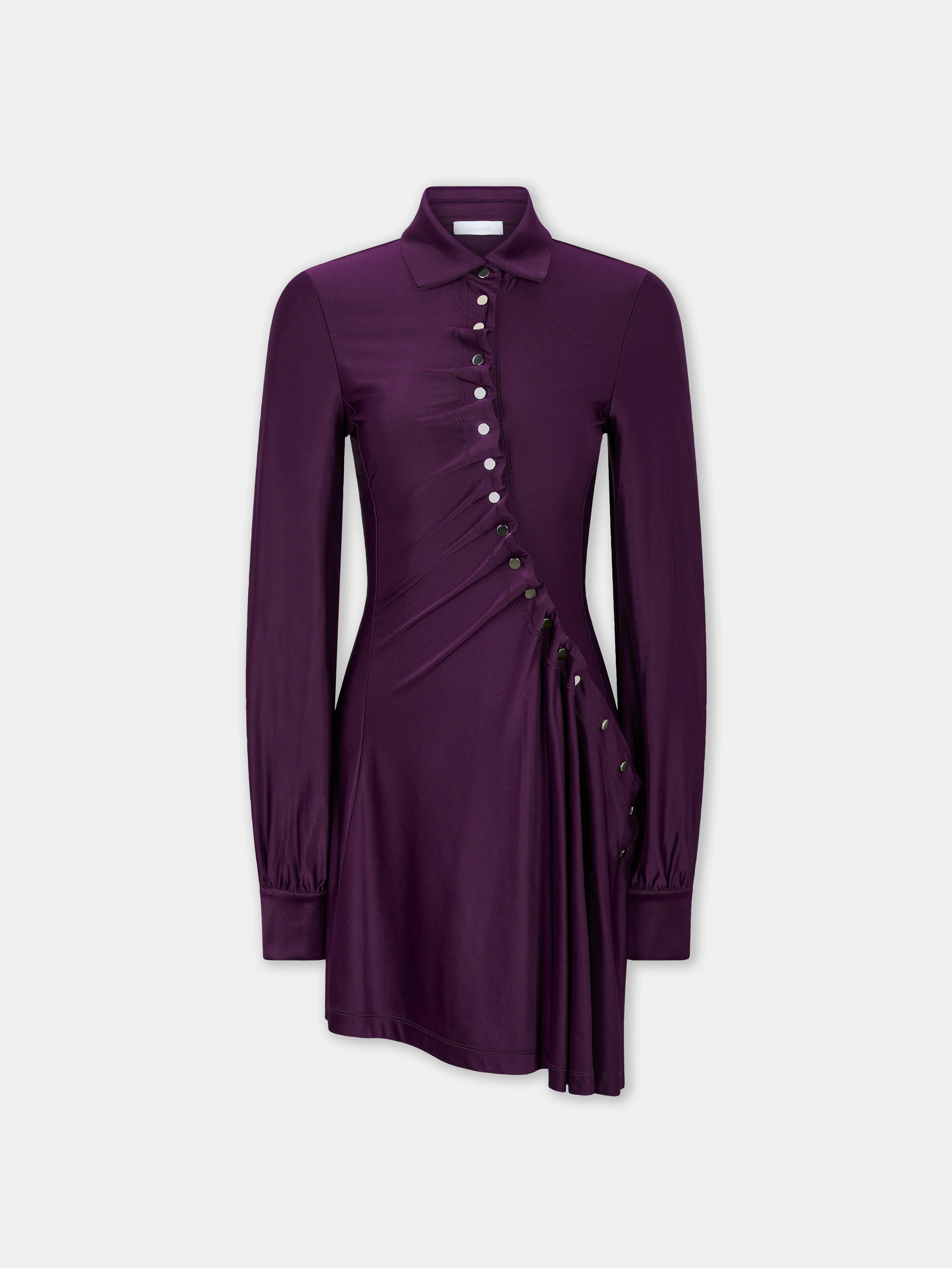 DRAPED MINI MAGENTA DRESS IN JERSEY - 1