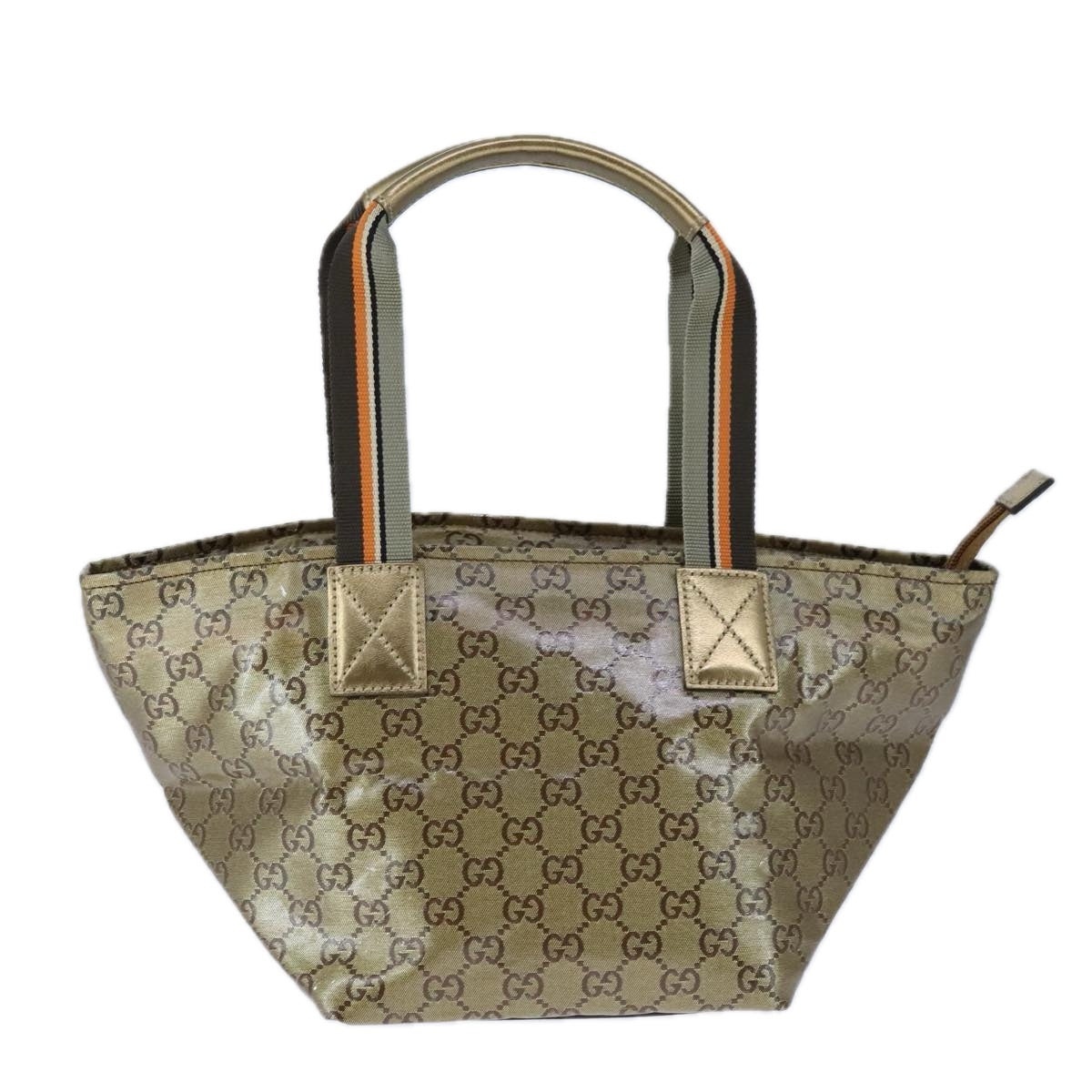 GUCCI GG Crystal Sherry Line Hand Bag Gray Gold Brown - 2
