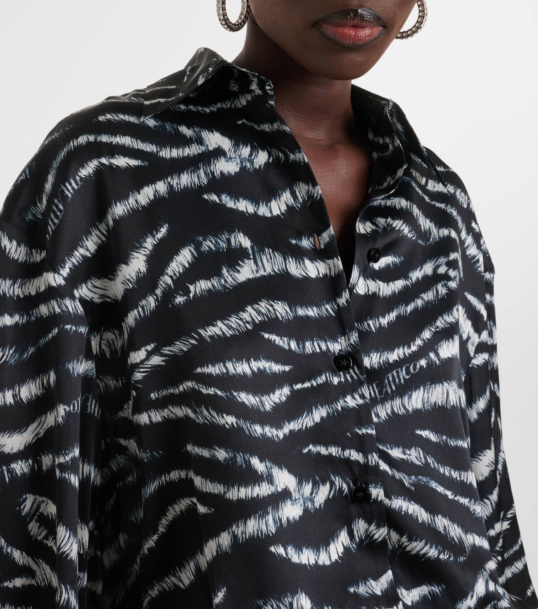 Silvye zebra-print satin shirt dress - 4