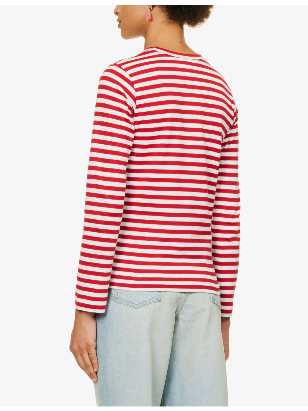 Heart-embroidered striped cotton-jersey top - 4